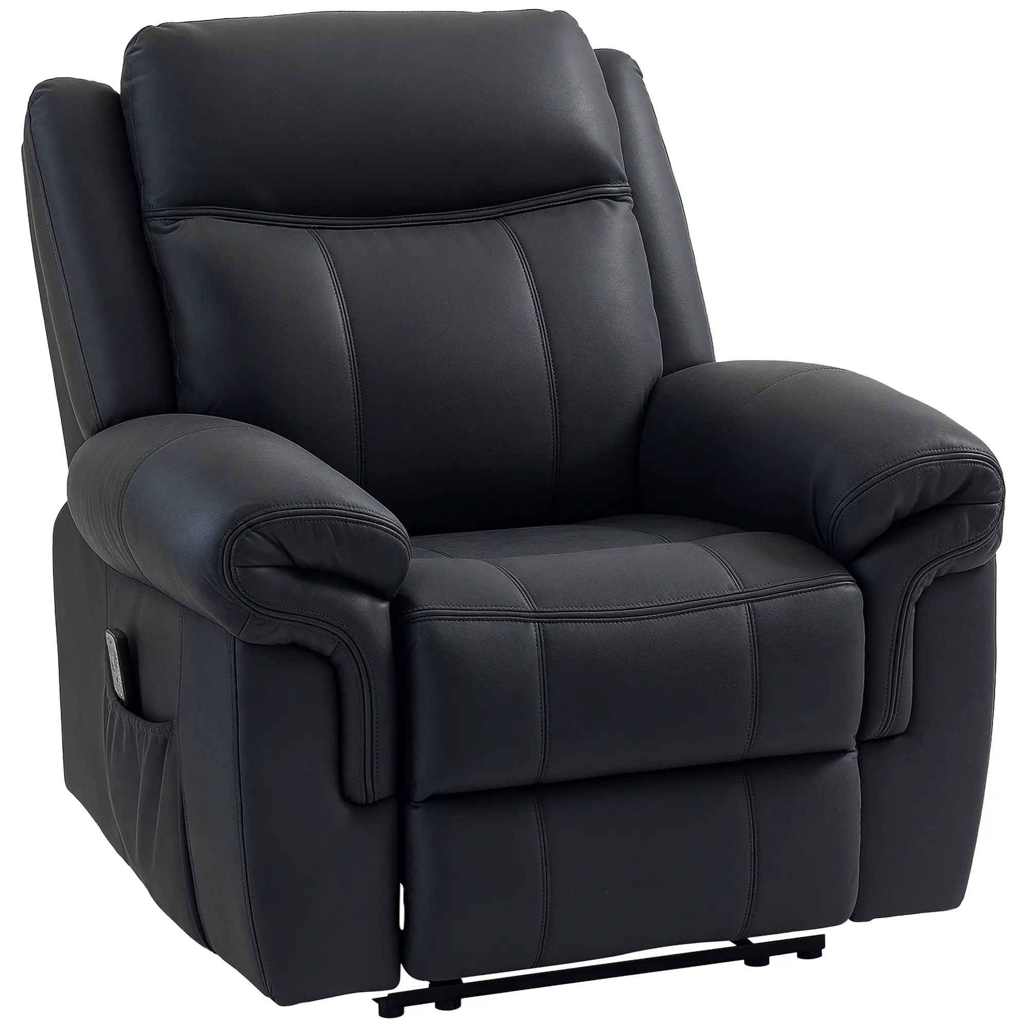 Manual Recliner Chair with Vibration Massage, Side Pockets, Microfibre Reclining Chair for Living Room, Black - Image 11