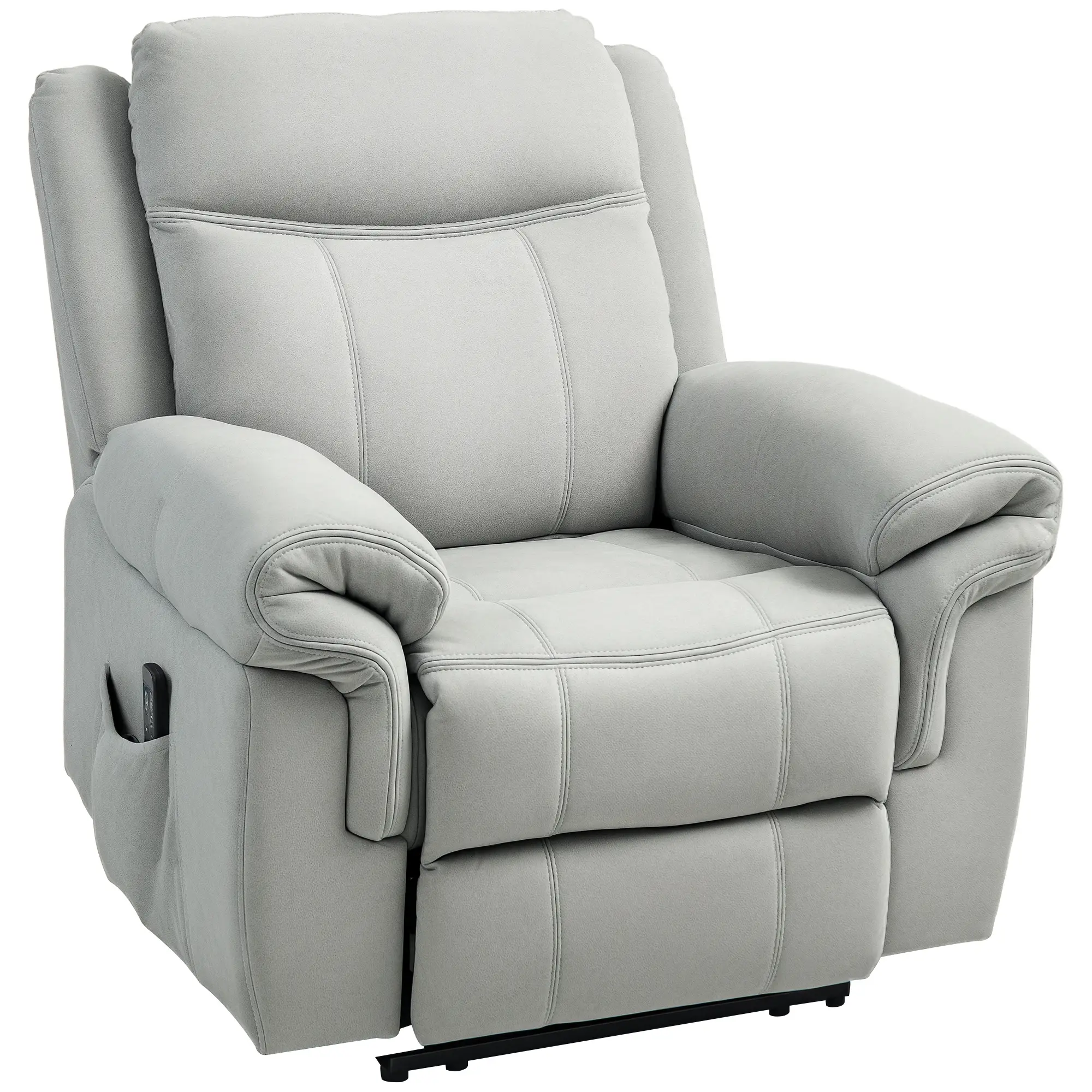 Manual Recliner Chair with Vibration Massage, Side Pockets, Microfibre Reclining Chair for Living Room, Grey - Image 11