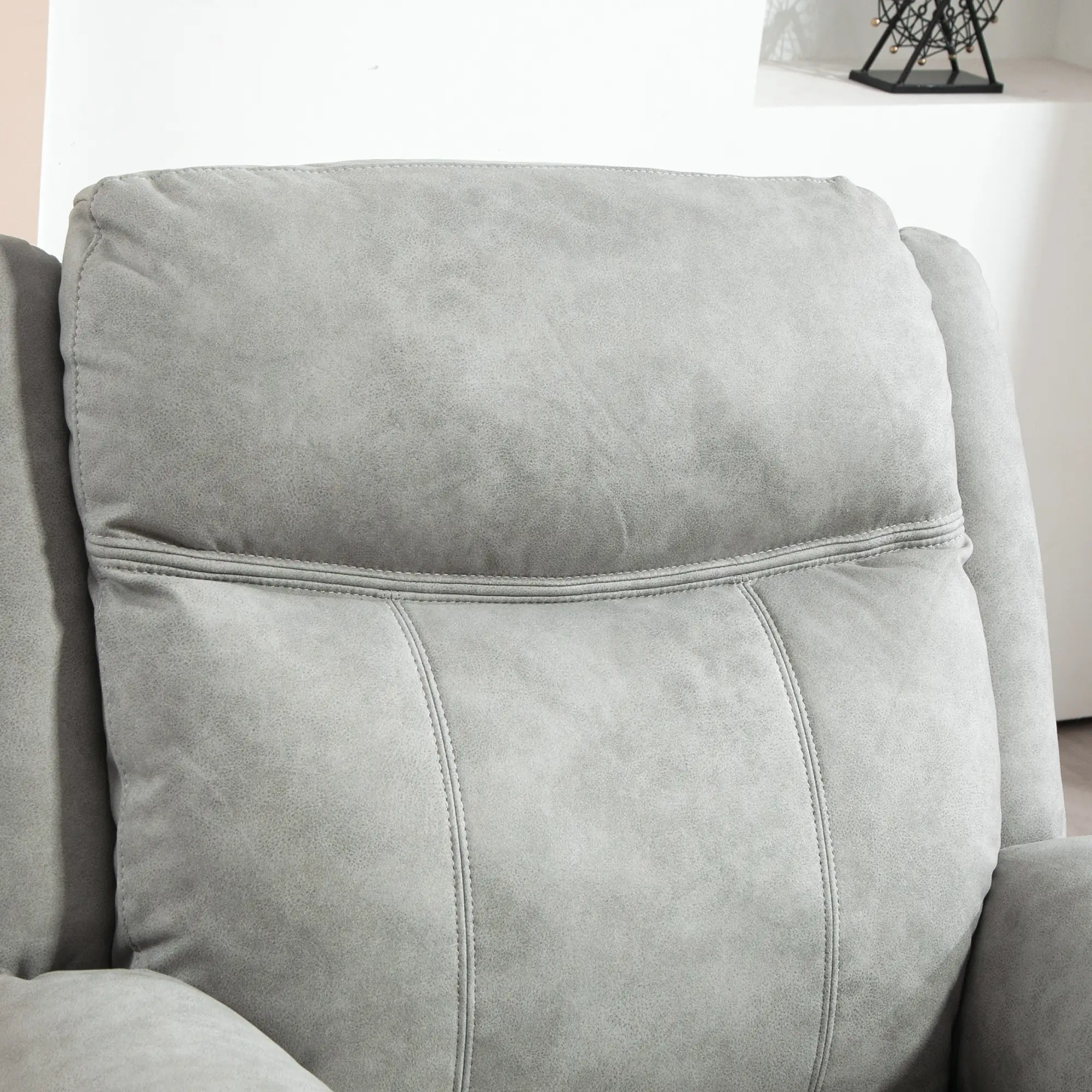 Manual Recliner Chair with Vibration Massage, Side Pockets, Microfibre Reclining Chair for Living Room, Grey - Image 9