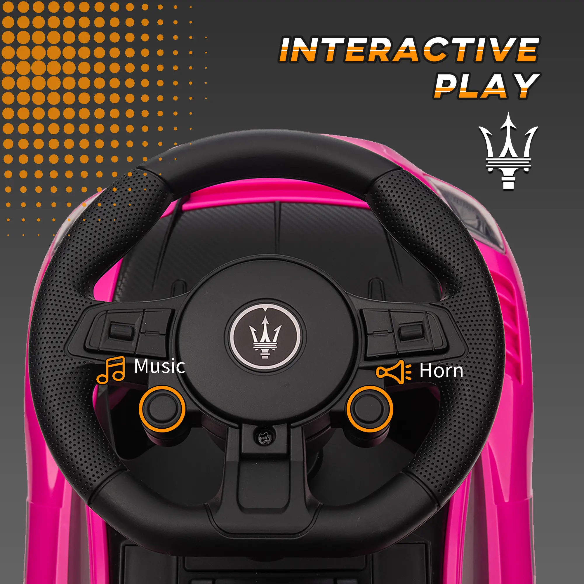 Maserati GT2 Baby Sliding Car, Storage Music Horn, 18-60 Months, Pink - Image 5