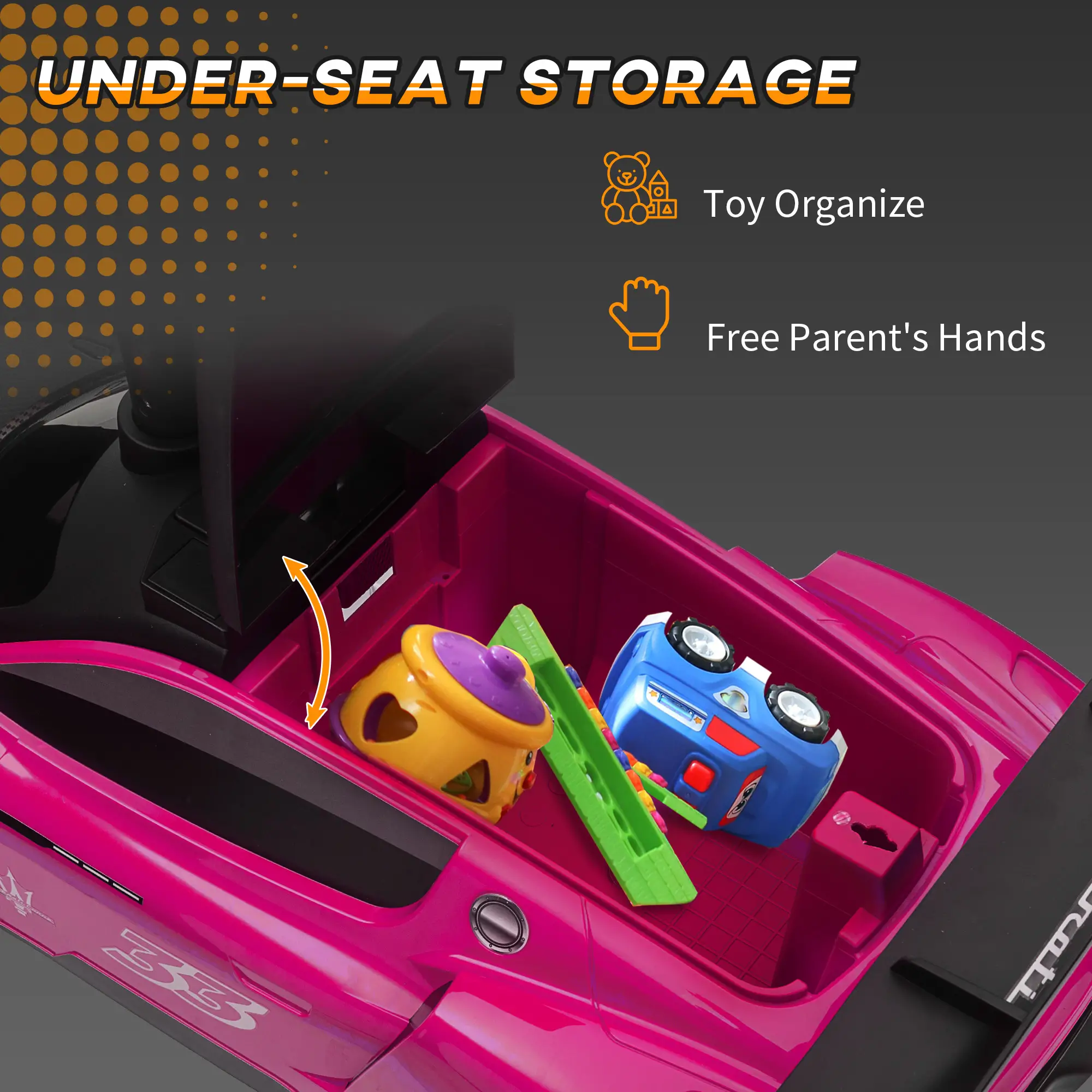 Maserati GT2 Baby Sliding Car, Storage Music Horn, 18-60 Months, Pink - Image 6