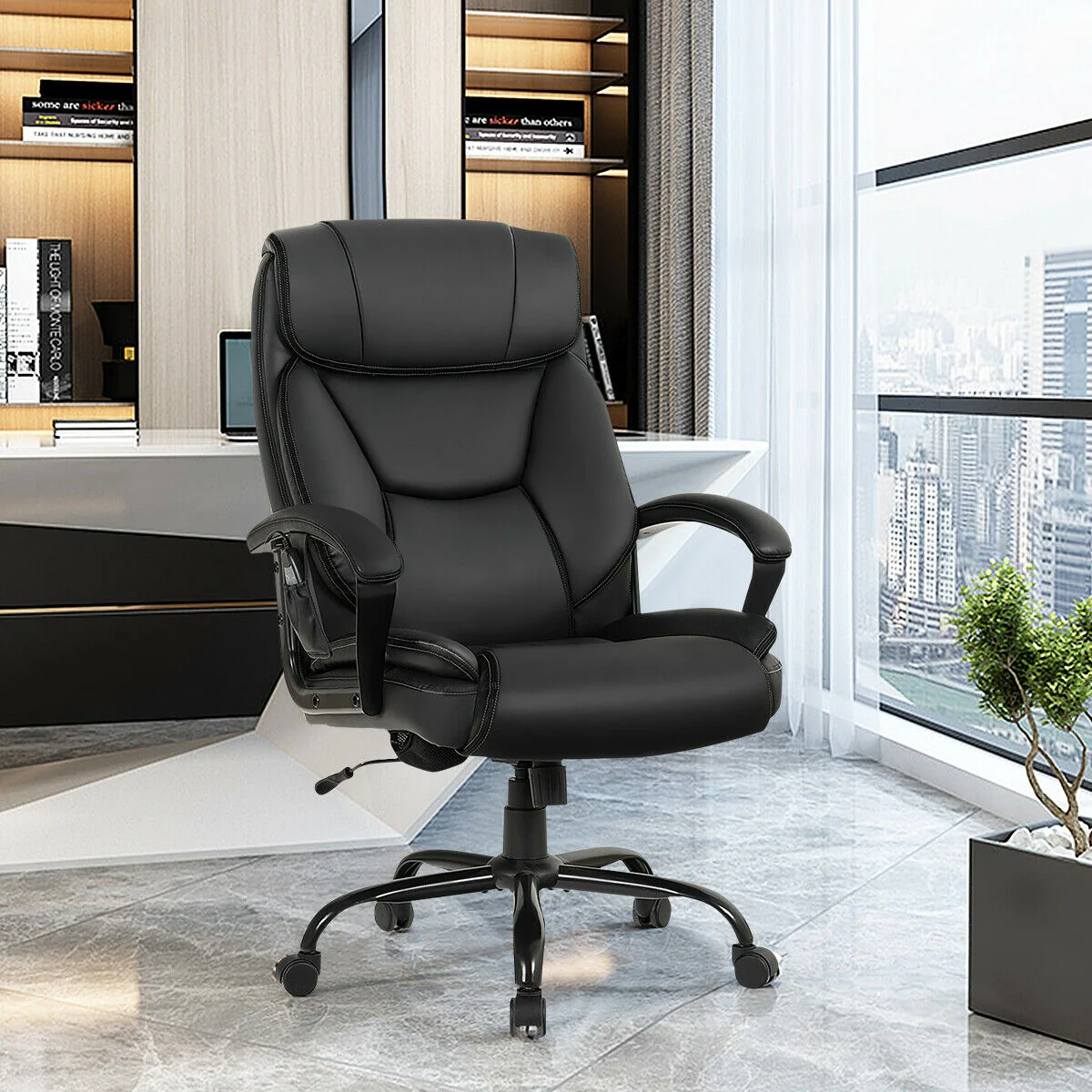 Massage Executive Office Chair with 6 Vibrating Points, Black - Image 2