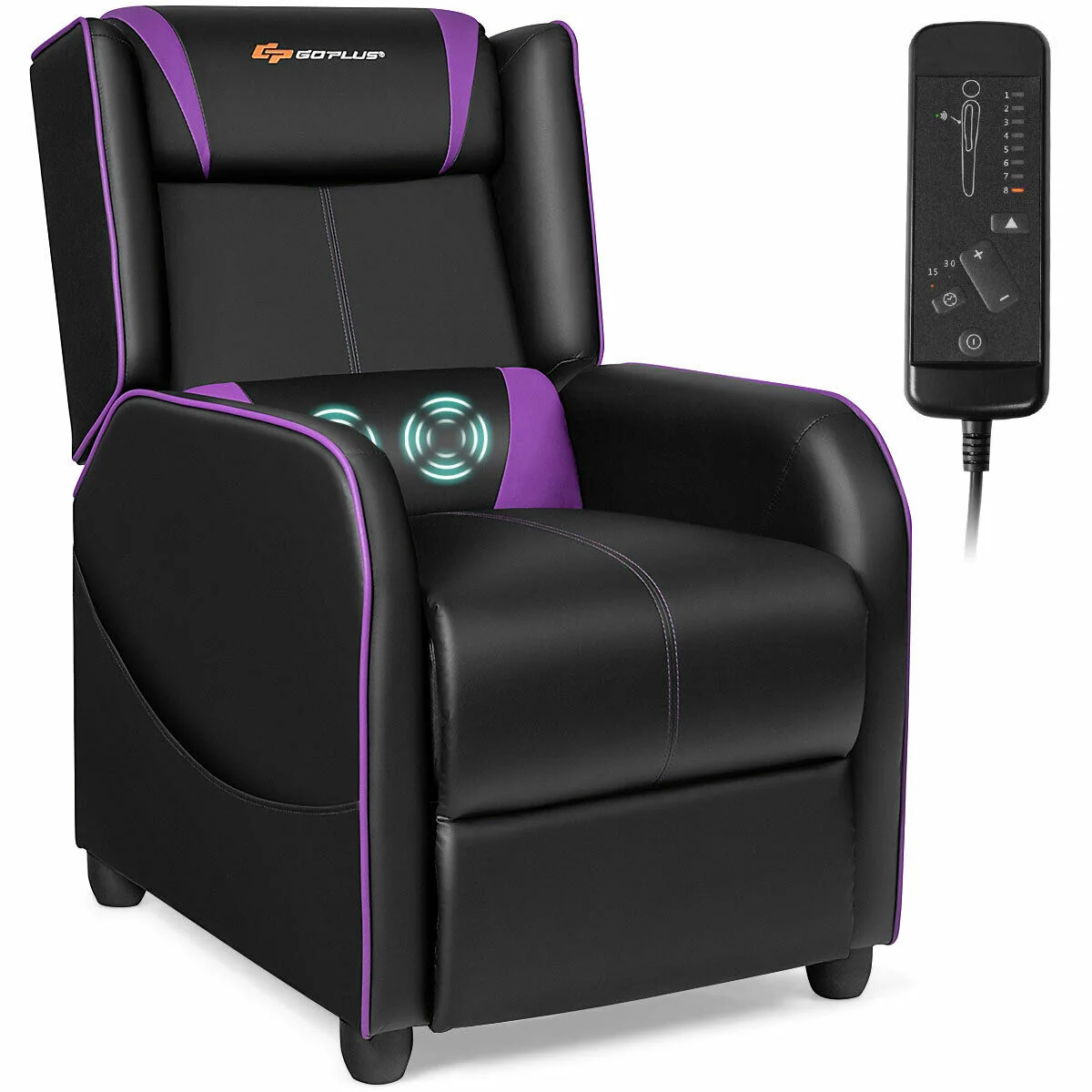 Massage Gaming Recliner Chair, Purple - Image 5
