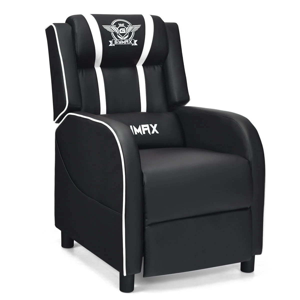 Massage Racing Gaming Single Recliner Chair, White