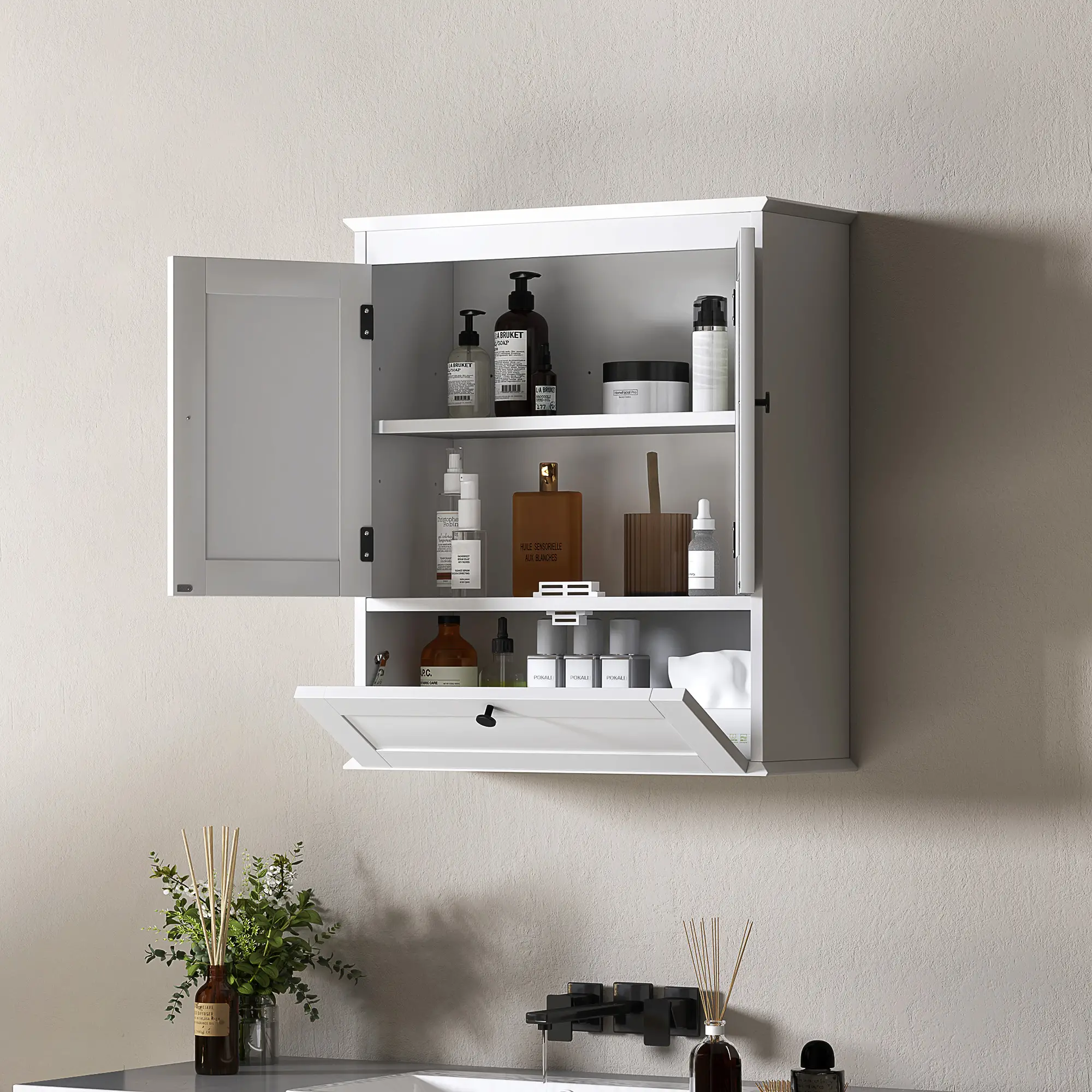Medicine Cabinet, Adjustable Shelf, Bathroom Wall Cabinet, White - Image 10