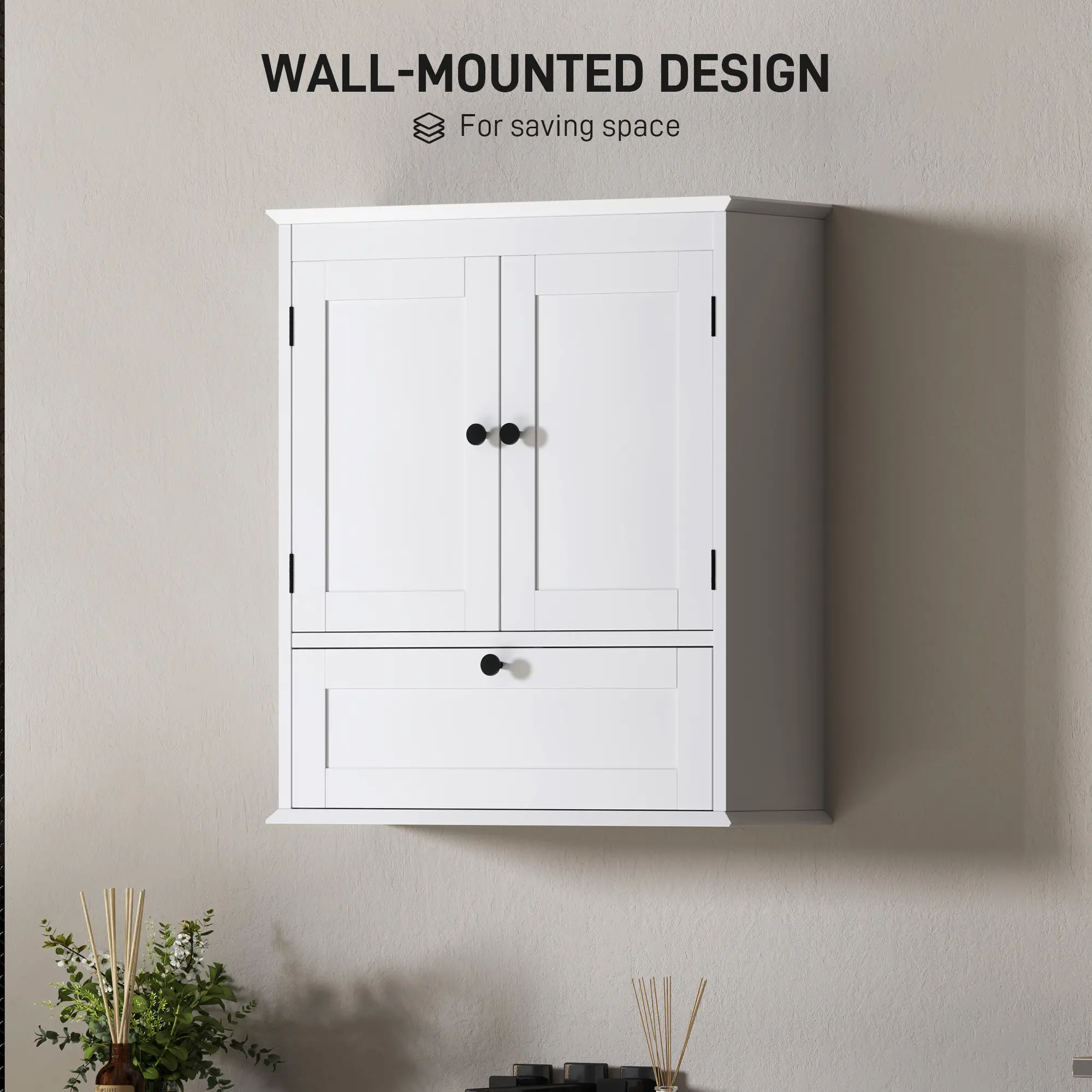 Medicine Cabinet, Adjustable Shelf, Bathroom Wall Cabinet, White - Image 4