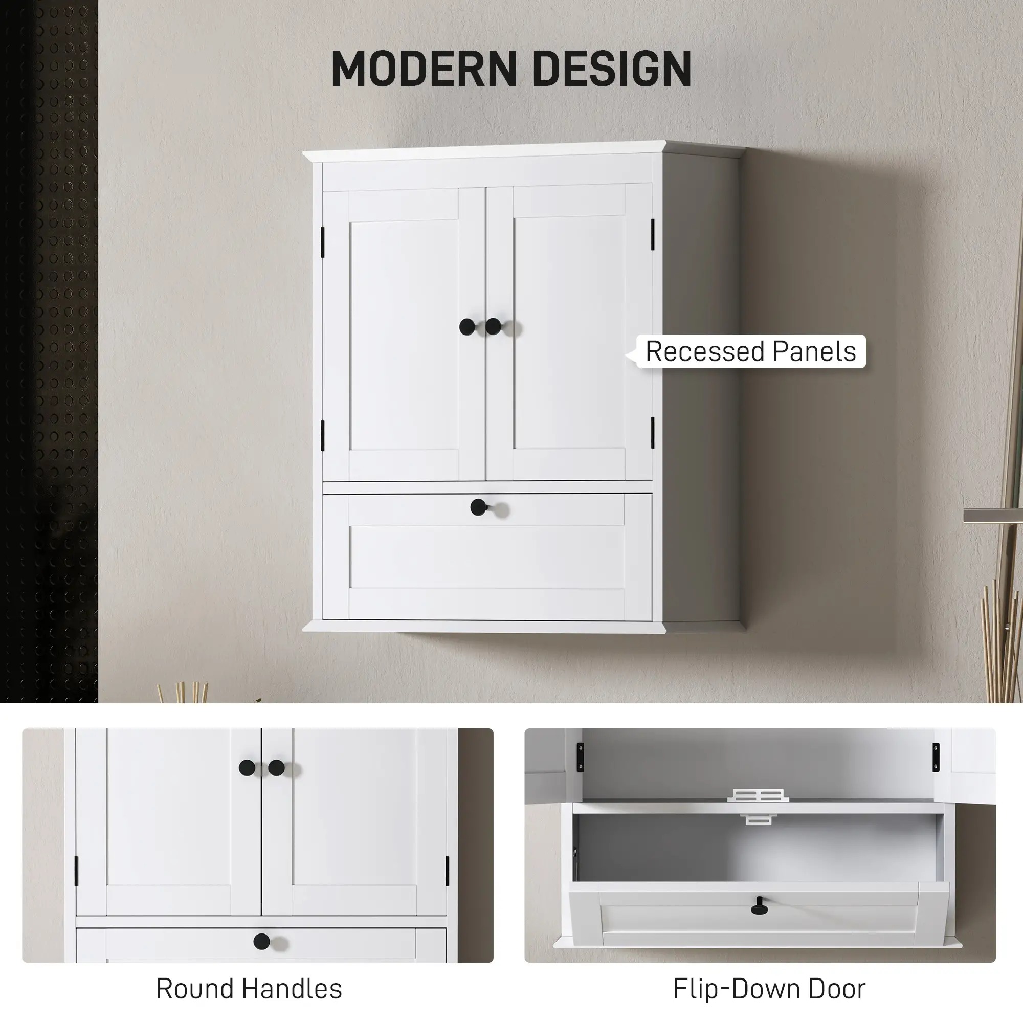 Medicine Cabinet, Adjustable Shelf, Bathroom Wall Cabinet, White - Image 6