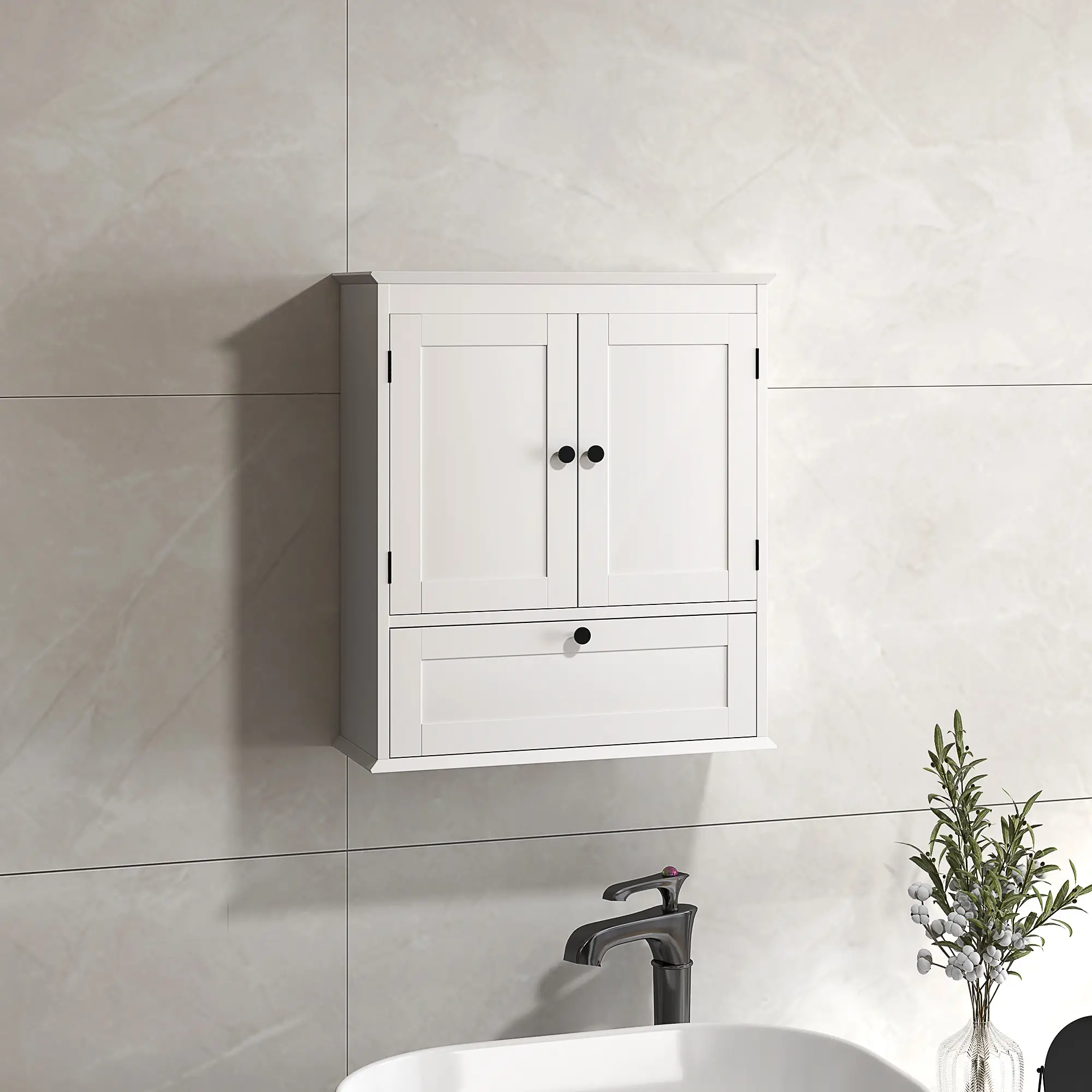 Medicine Cabinet, Adjustable Shelf, Bathroom Wall Cabinet, White - Image 8