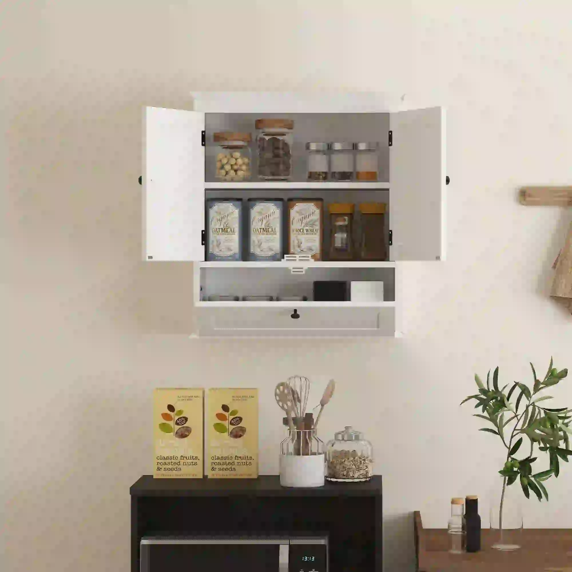 Medicine Cabinet, Adjustable Shelf, Bathroom Wall Cabinet, White - Image 9