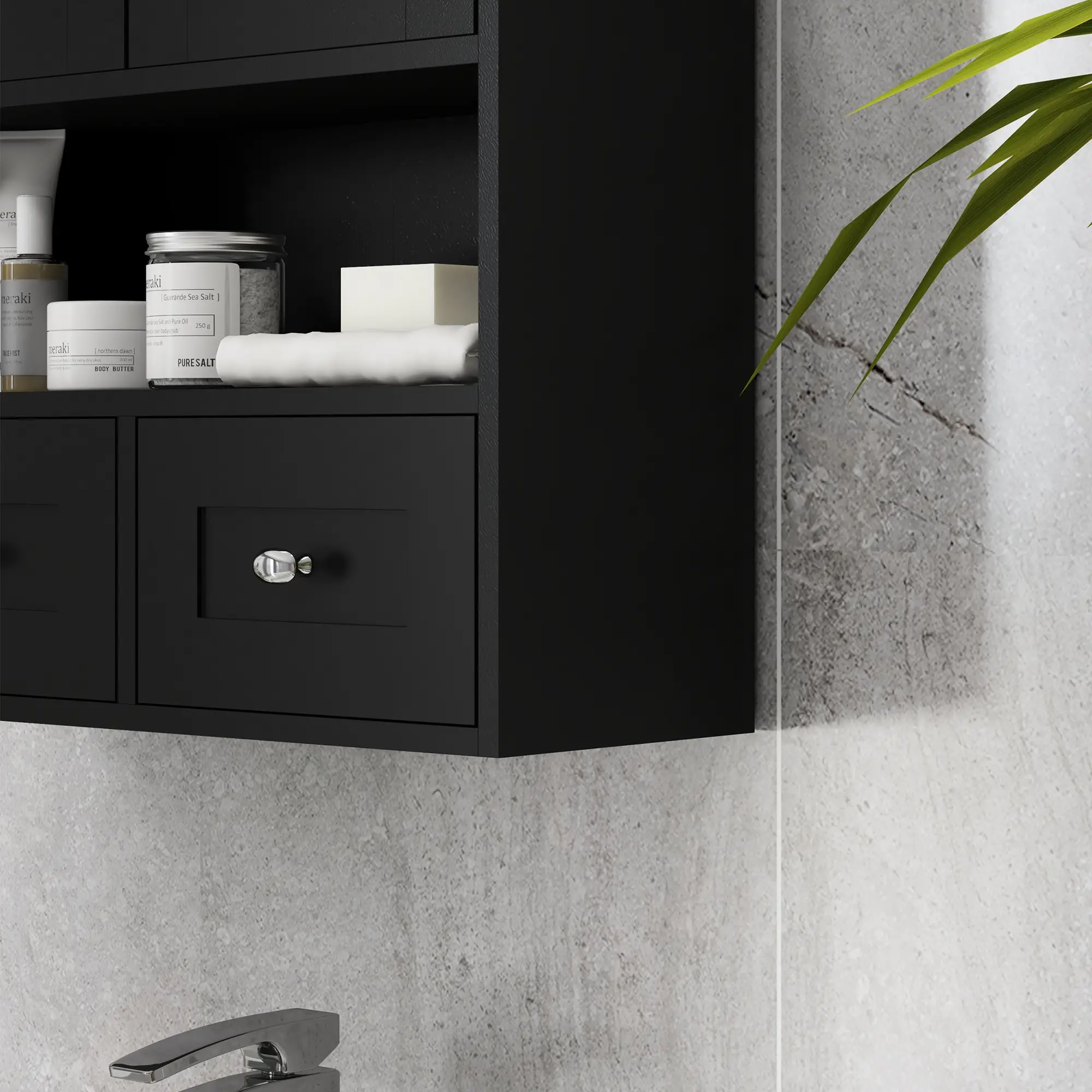 Medicine Cabinet, Bathroom Wall Cabinet with Shelf, Drawers, Black - Image 10