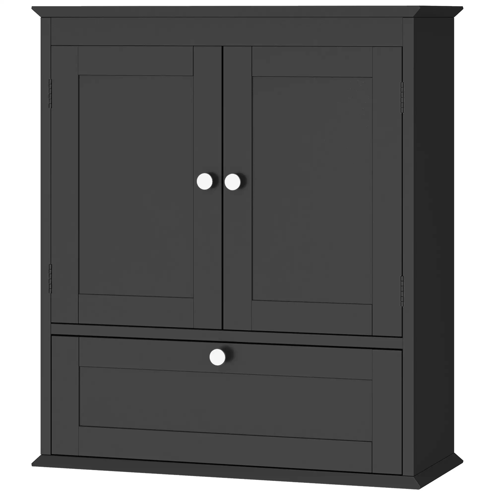 Medicine Cabinet With Adjustable Shelf, Recessed Panels, Black