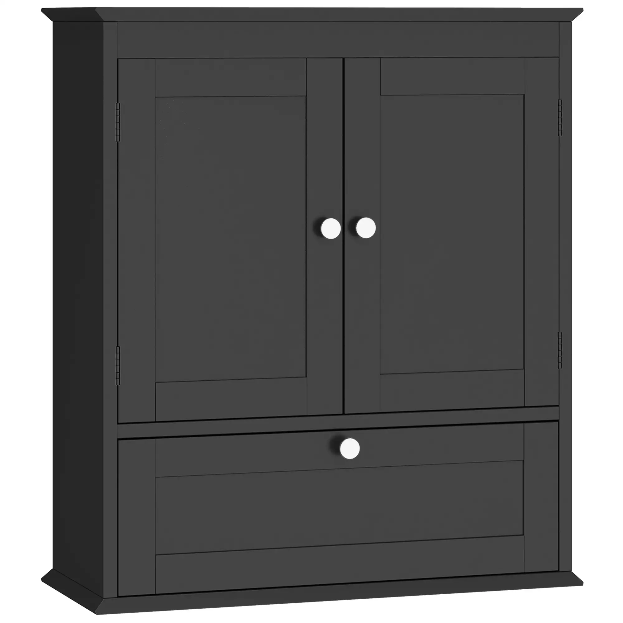Medicine Cabinet With Adjustable Shelf, Recessed Panels, Black - Image 11