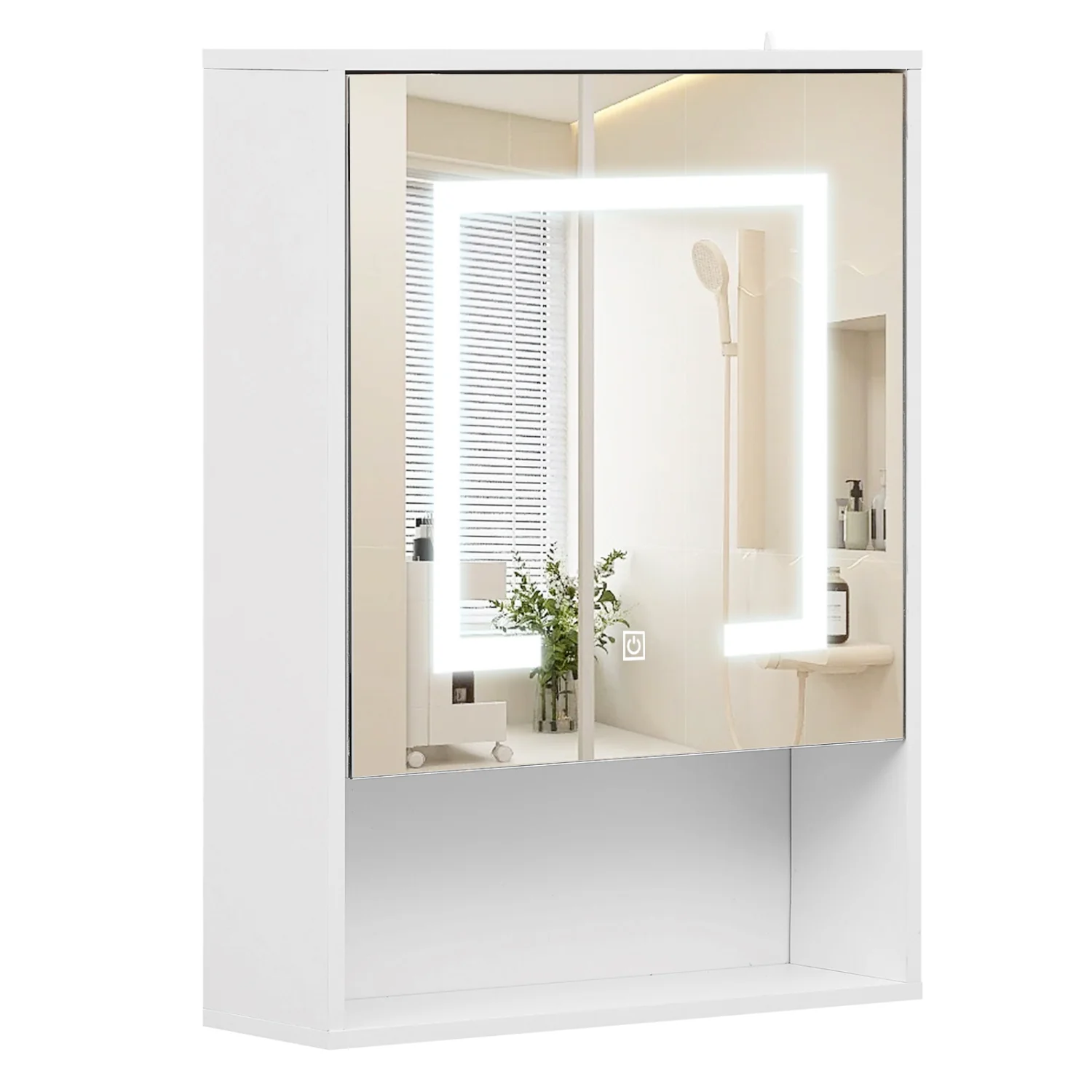 Medicine Cabinet With Mirror, 3-Color LED, Recessed Wall Mount, White