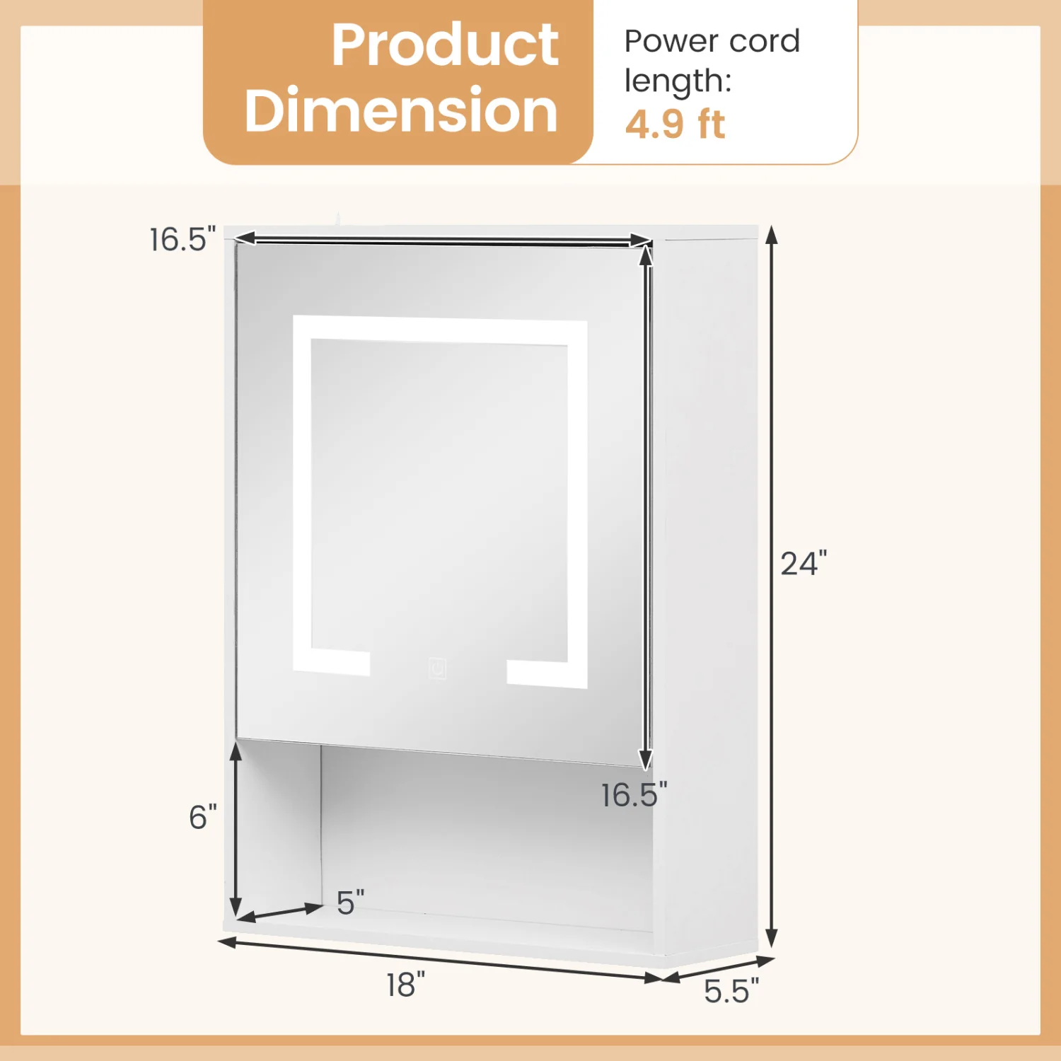 Medicine Cabinet With Mirror, 3-Color LED, Recessed Wall Mount, White - Image 4
