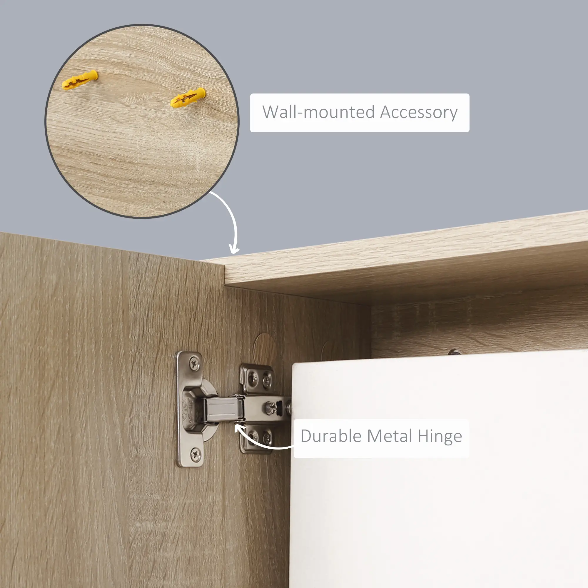 Medicine Cabinet with Mirror, Wall Mounted, 3 Open Shelves, Natural - Image 6