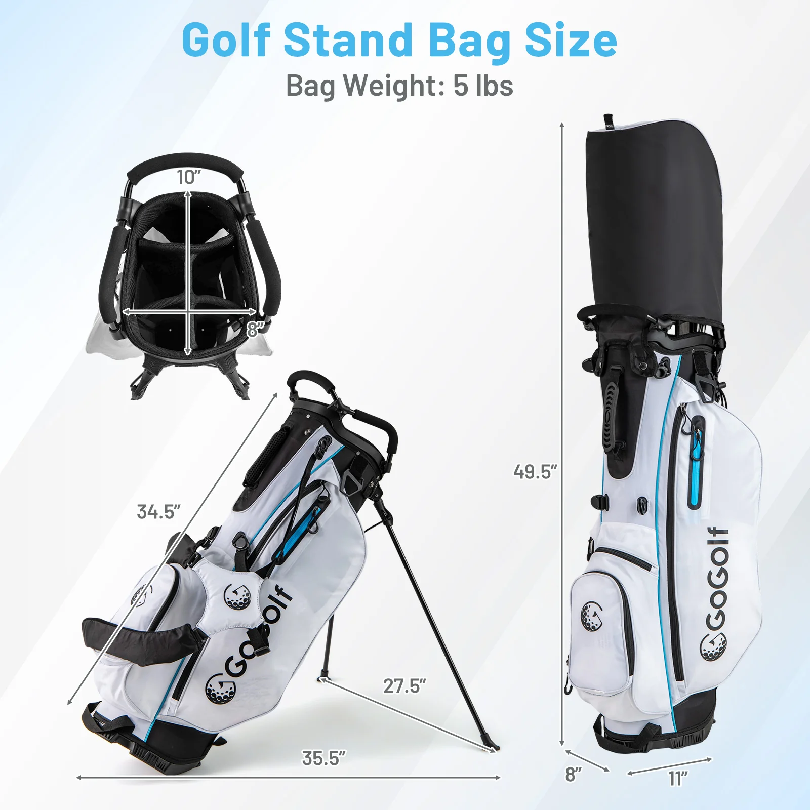 Men's Complete Golf Clubs And Bag Set, White - Image 3