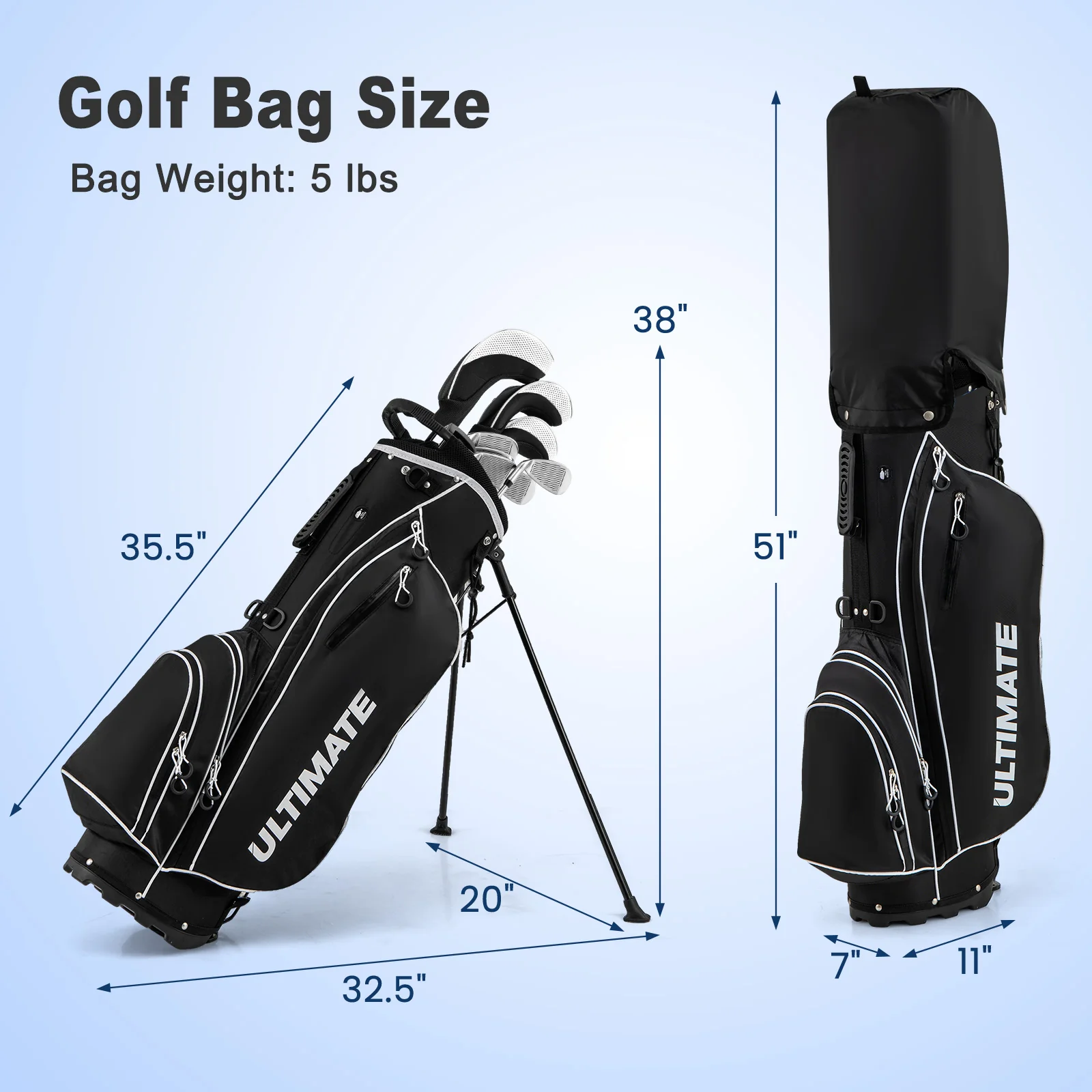 Men's Golf Club Package Set, 10 Pieces, Black - Image 3