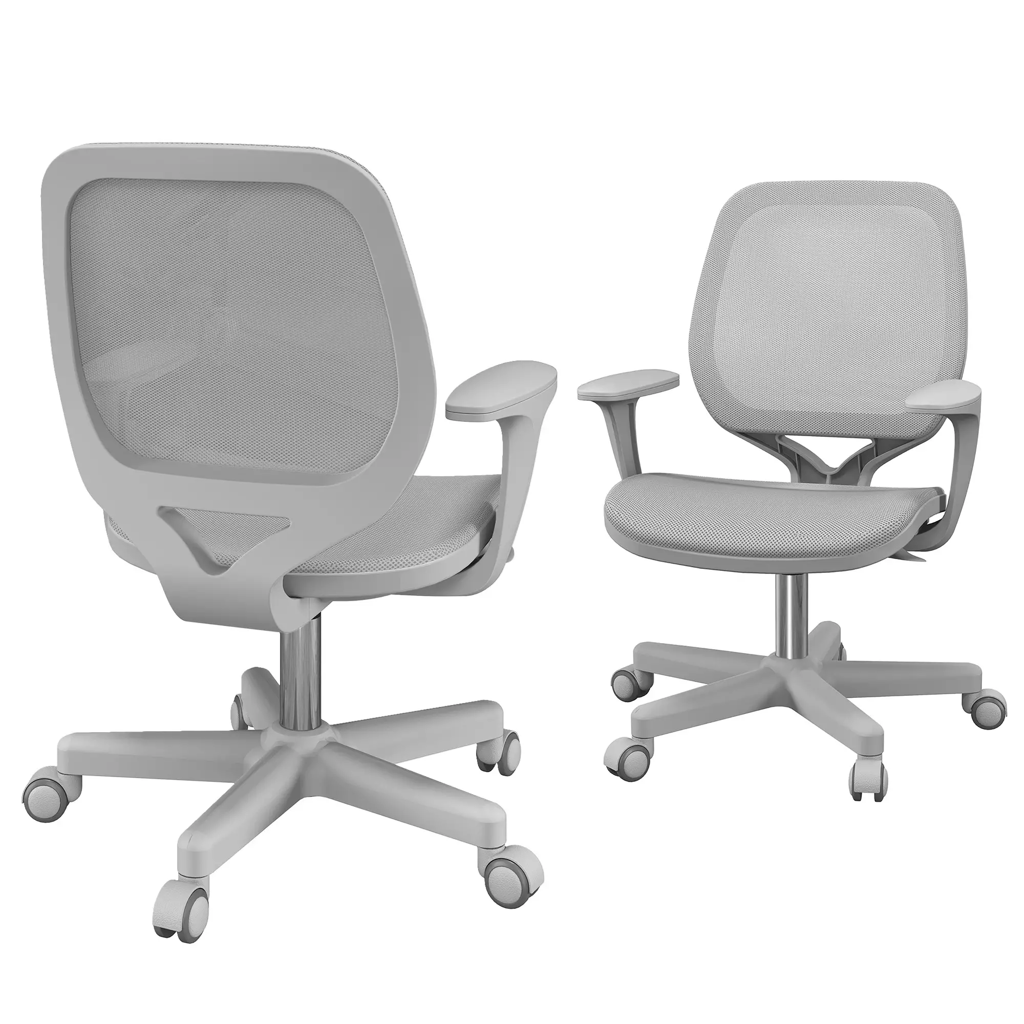 Mesh Back Office Chair, Swivel Castors, Arm, Grey - Image 11