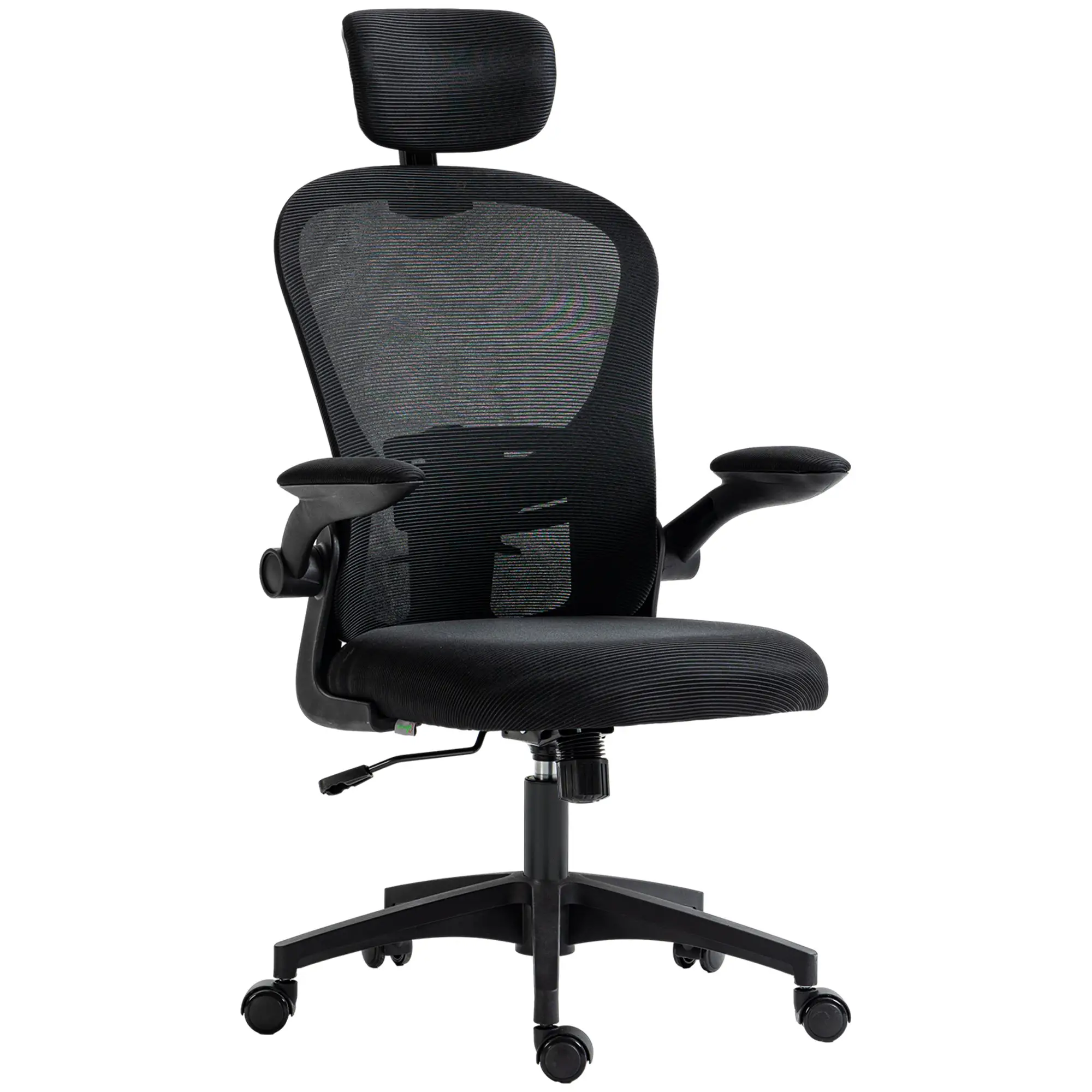 Mesh Office Chair, Adjustable Headrest, 4D Lumbar Support, Flip-Up Arm, Black - Image 11