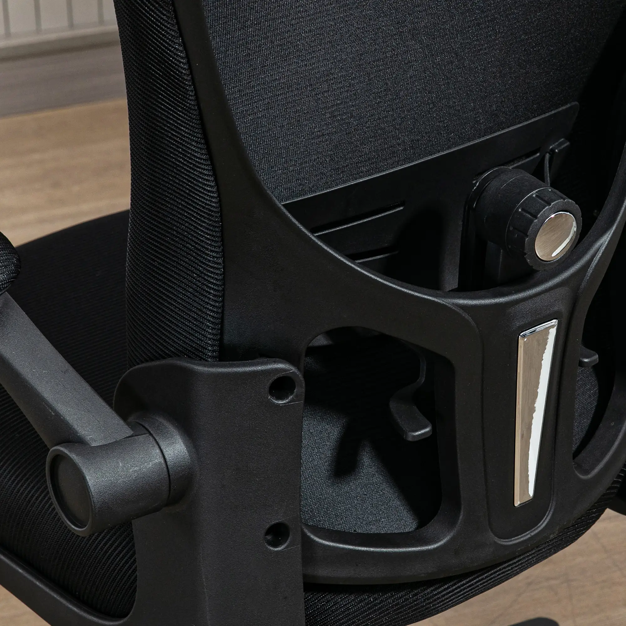 Mesh Office Chair, Adjustable Headrest, 4D Lumbar Support, Flip-Up Arm, Black - Image 9