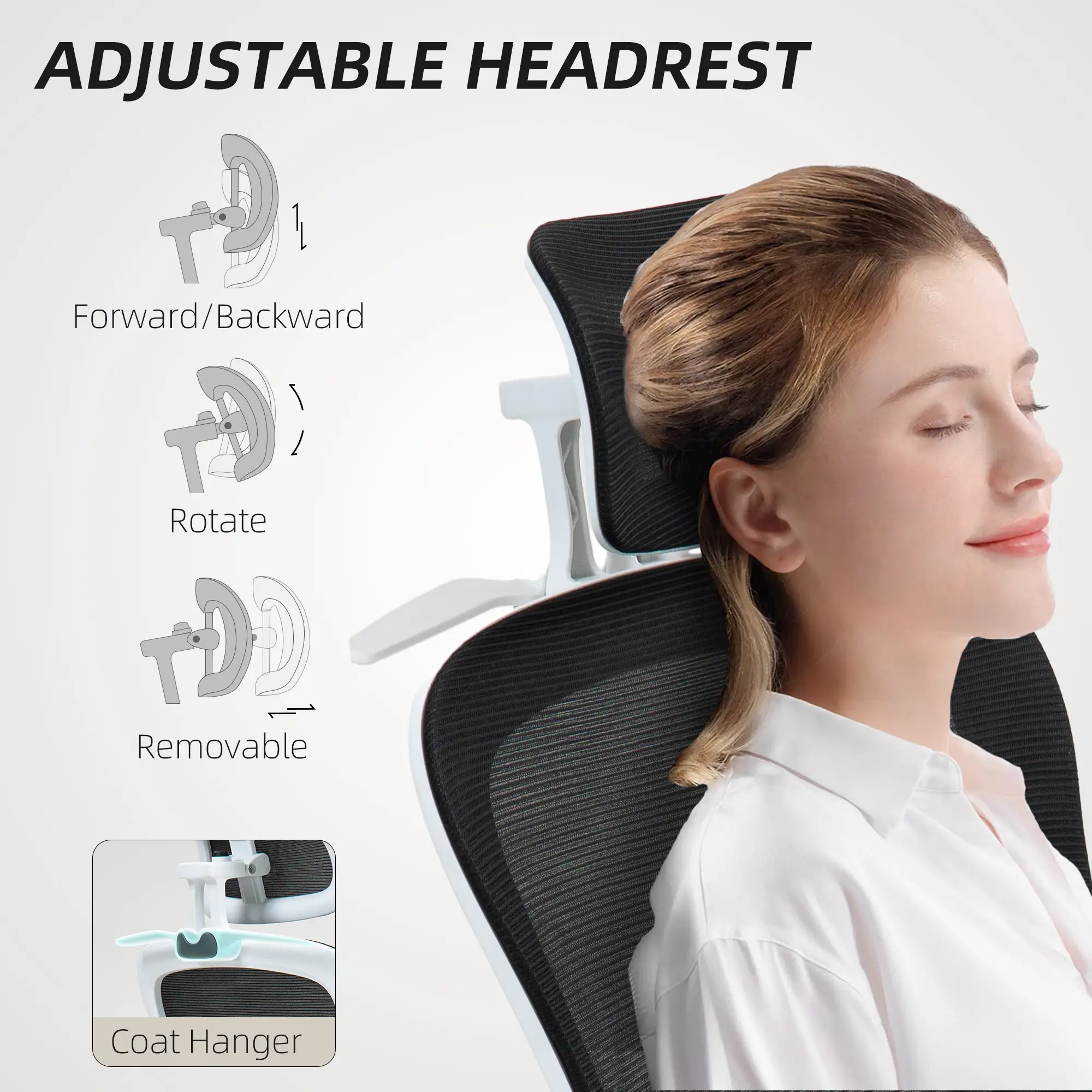 Mesh Office Chair, Ergonomic Desk Chair, Flip-Up Armrest, Adjustable Lumbar Support, Black - Image 6