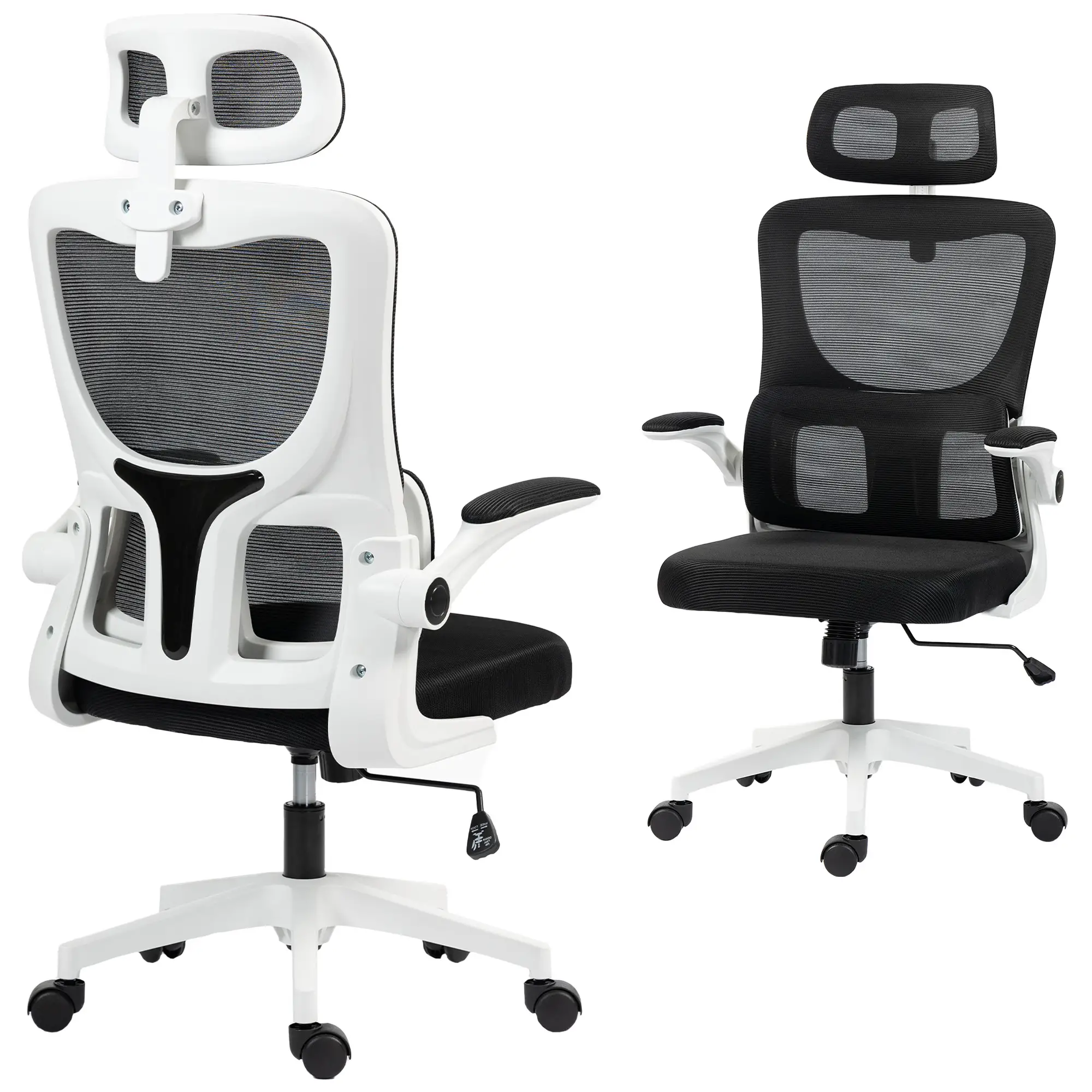 Mesh Office Chair, High Back with Headrest, Lumbar Support, Adjustable Height, Black - Image 12