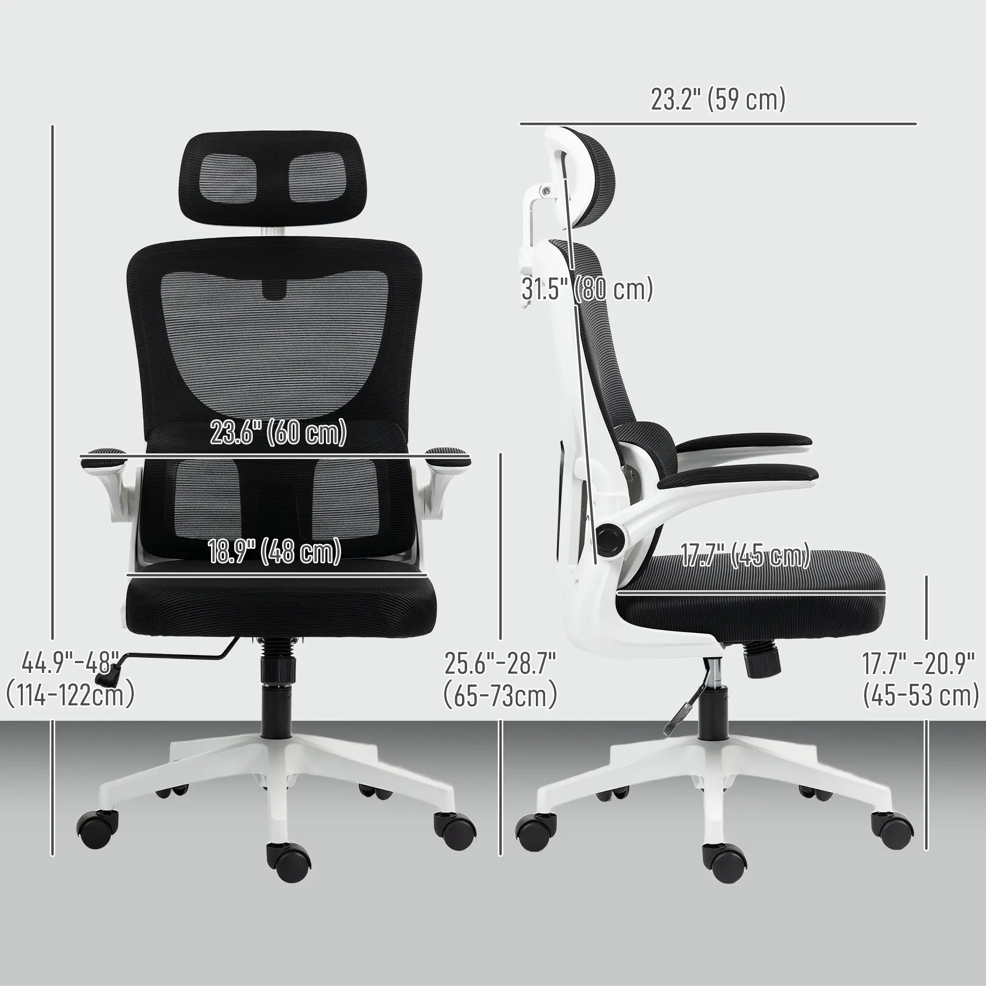 Mesh Office Chair, High Back with Headrest, Lumbar Support, Adjustable Height, Black - Image 3