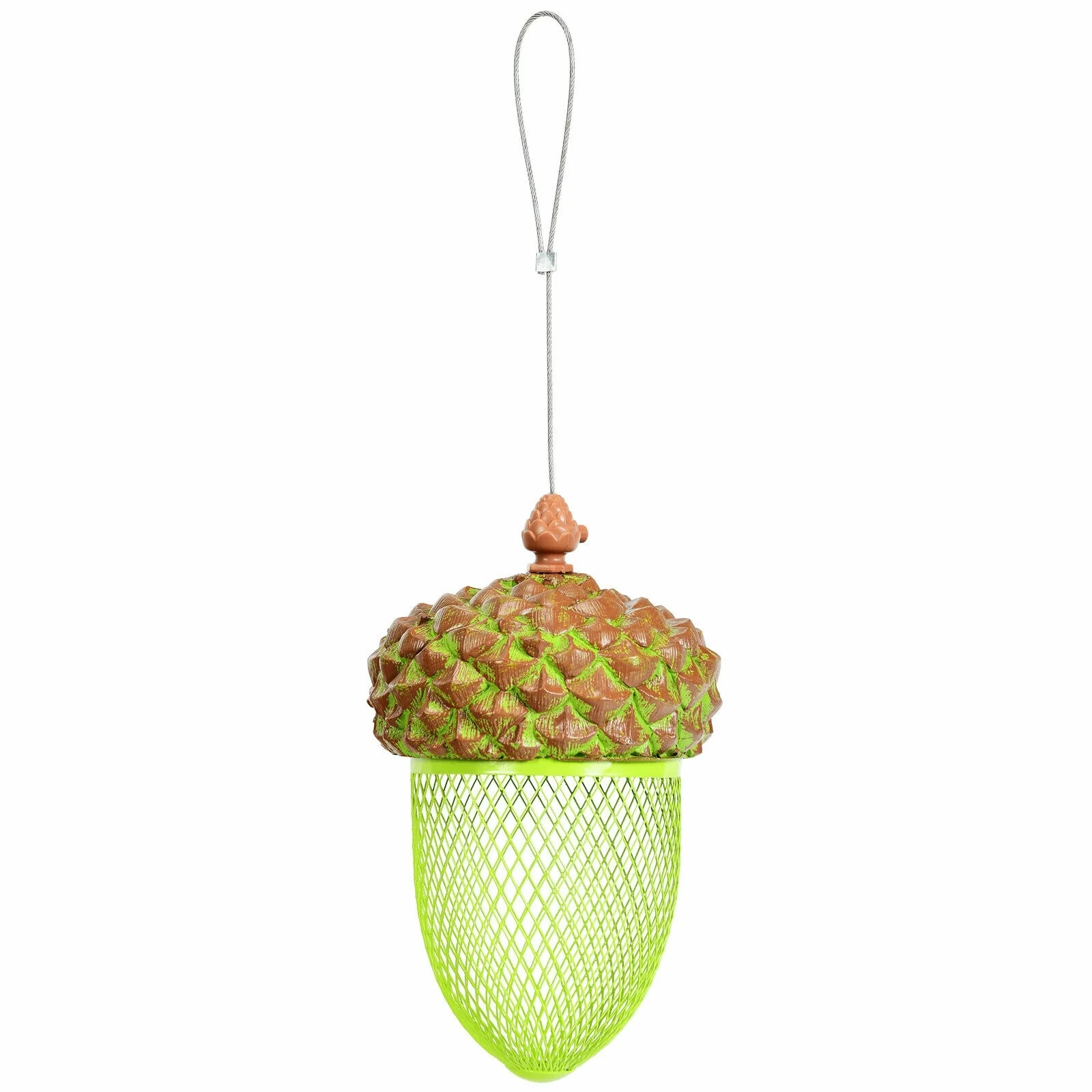 Metal Acorn Wild Bird Feeder, Outdoor Hanging Food Dispenser, Brown - Image 5