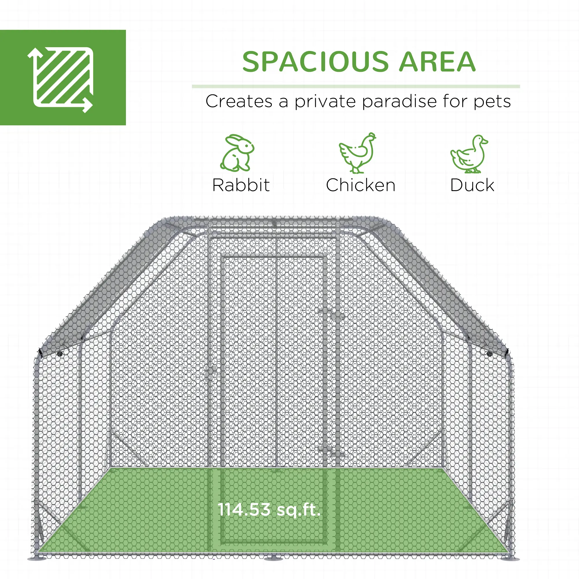 Galvanized Large Metal Chicken Coop Cage Walk-in Enclosure Poultry Hen Run House Playpen Rabbit Hutch with Cover for Outdoor Backyard 9.2' x 12.5' x 6.5' Silver - Image 4
