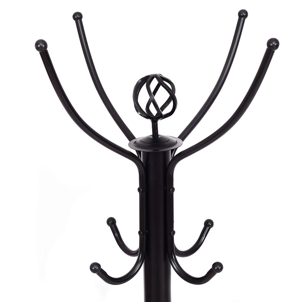 Metal Coat Rack with 12 Hooks, Black - Image 7