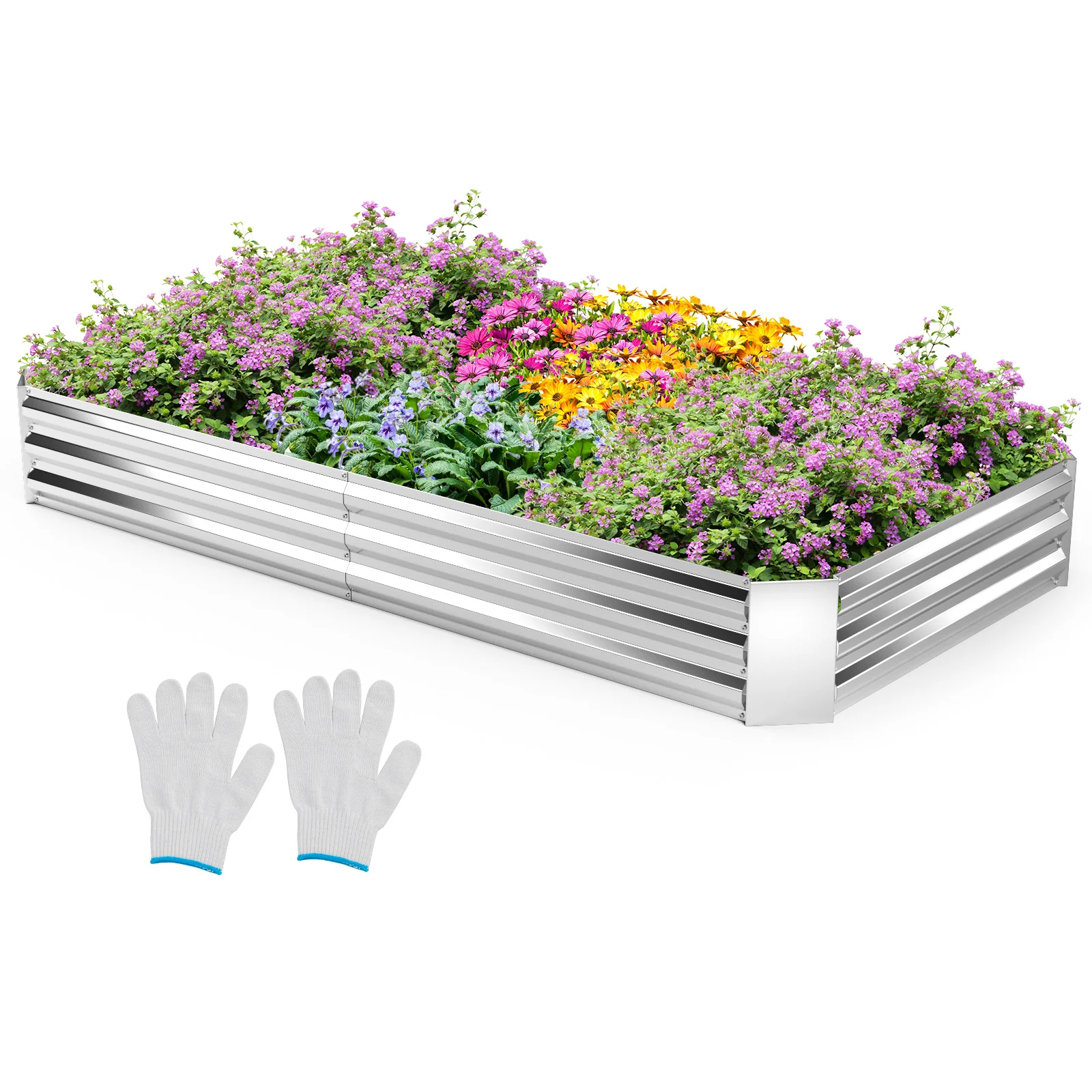 Metal Galvanized Raised Garden Bed, 8 x 4 ft, Silver - Image 4