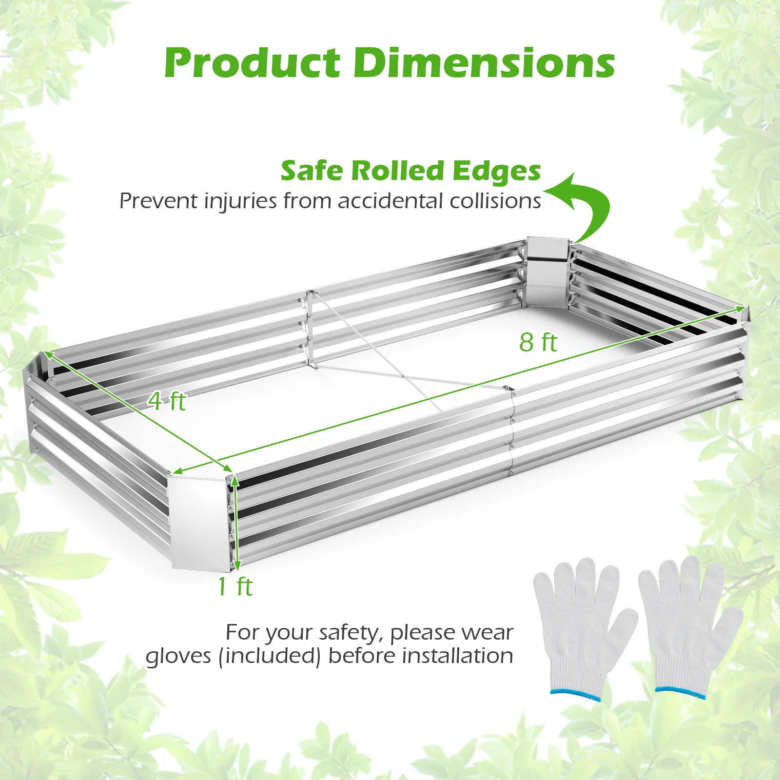 Metal Galvanized Raised Garden Bed, 8 x 4 ft, Silver - Image 6