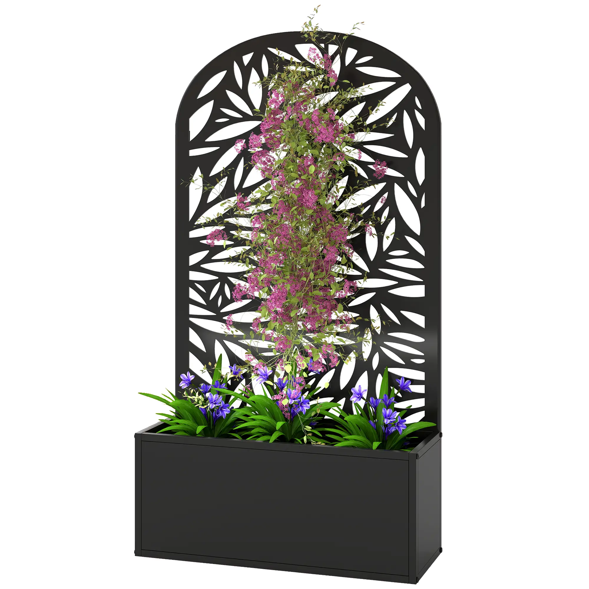 Metal Garden Bed with Trellis for Climbing Plants