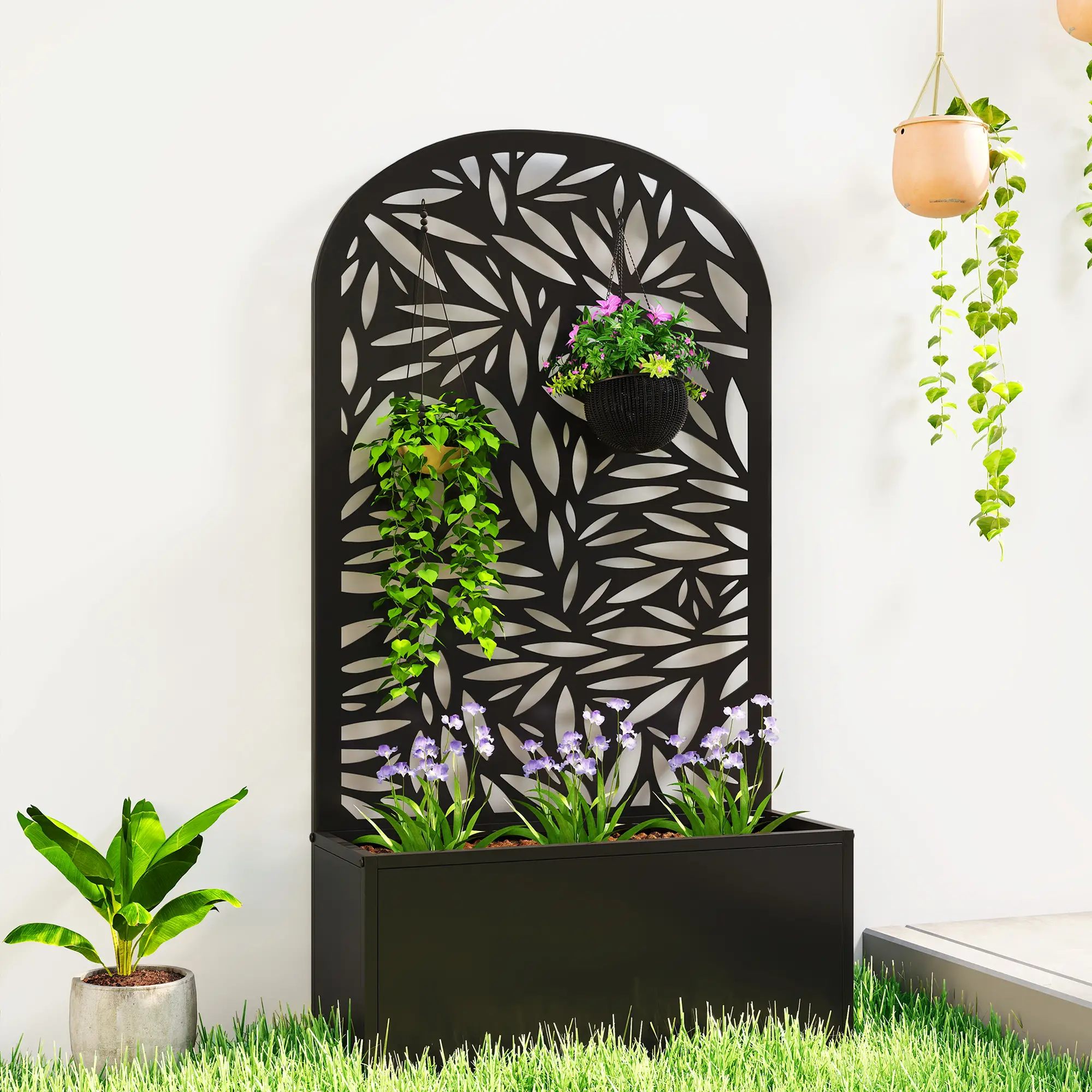 Metal Garden Bed with Trellis for Climbing Plants - Image 2