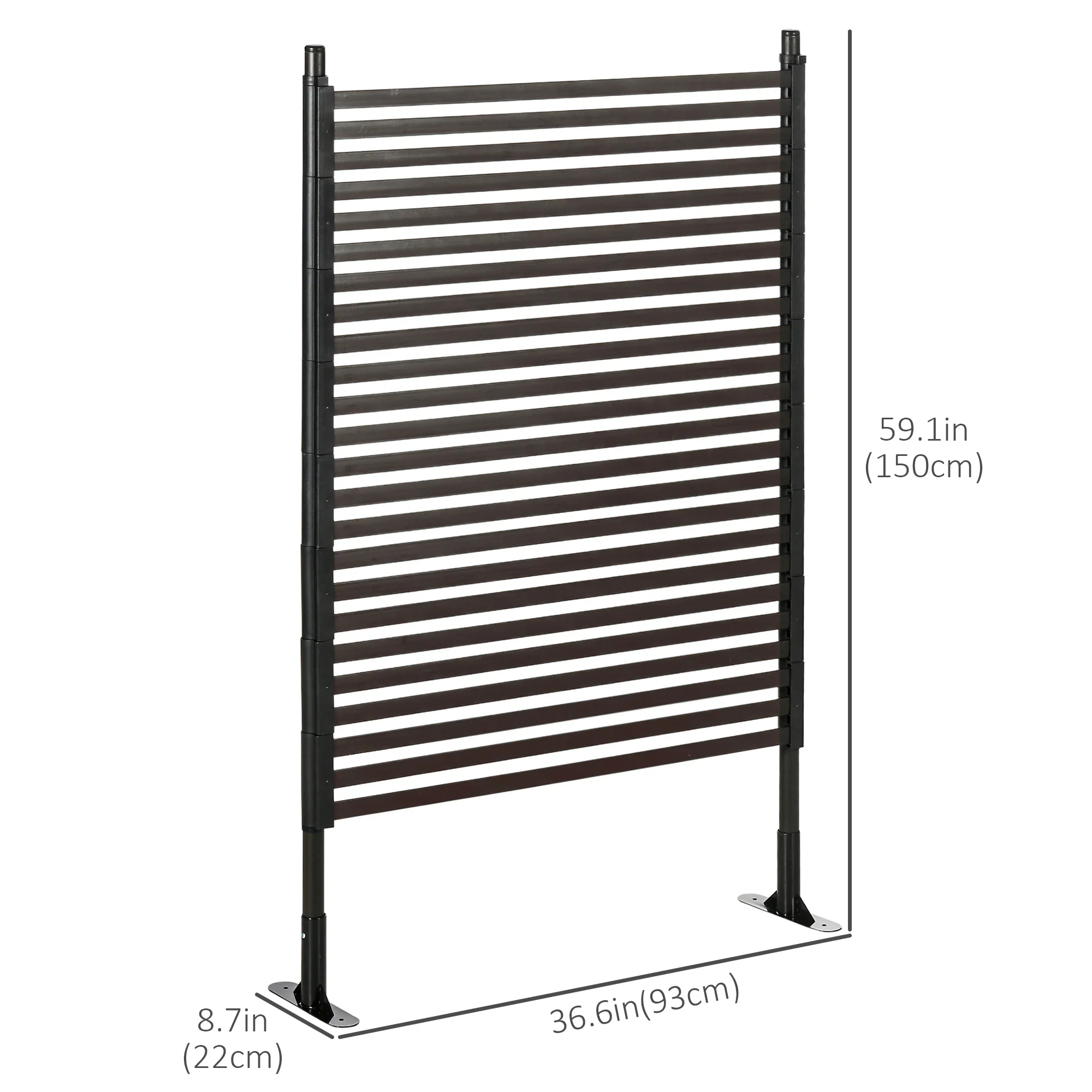 Metal Garden Fence, 5 ft(H), Outdoor Fencing with Feet, Brown - Image 3