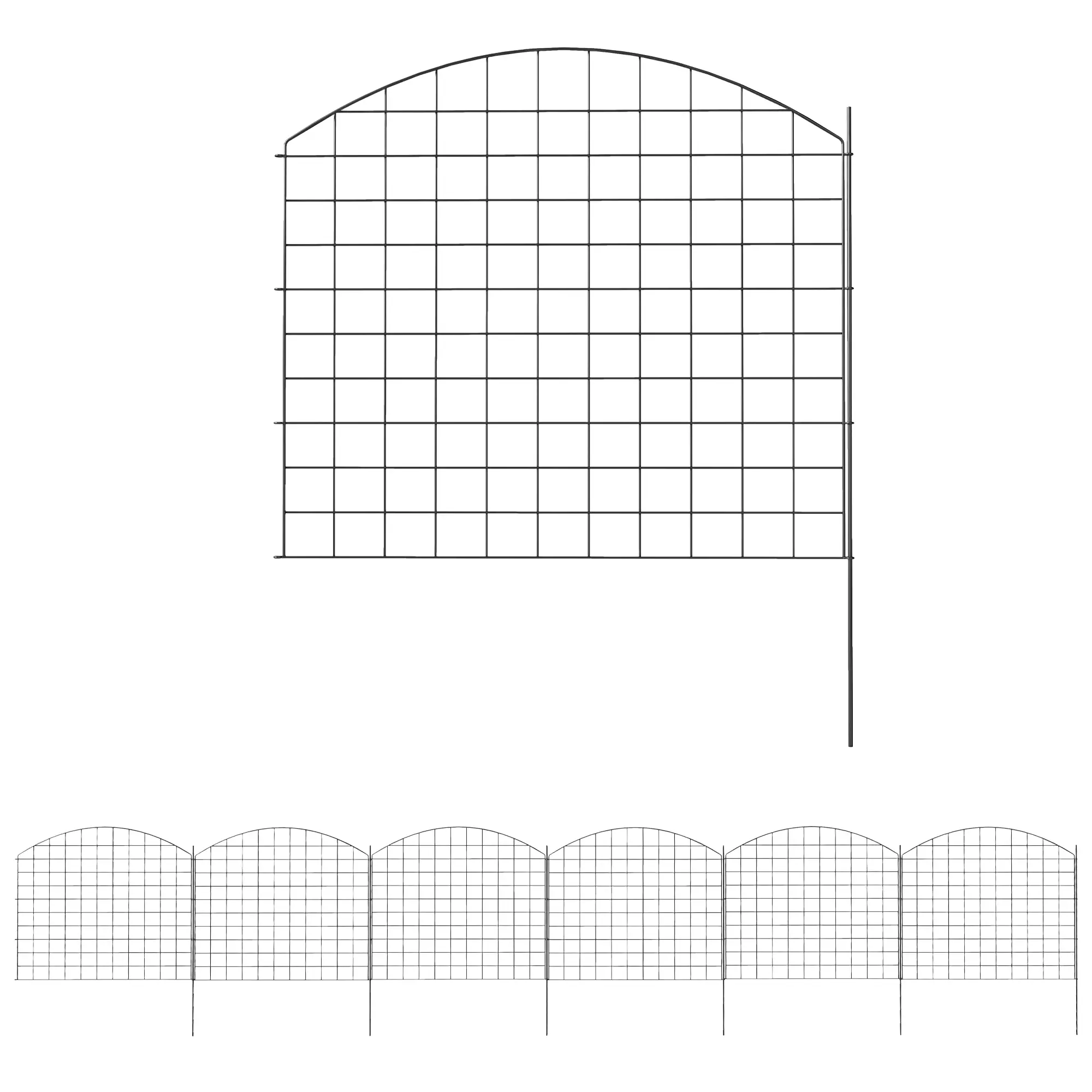 Metal Garden Fence Set Of 6, 181.1" X 38.2", Black - Image 11