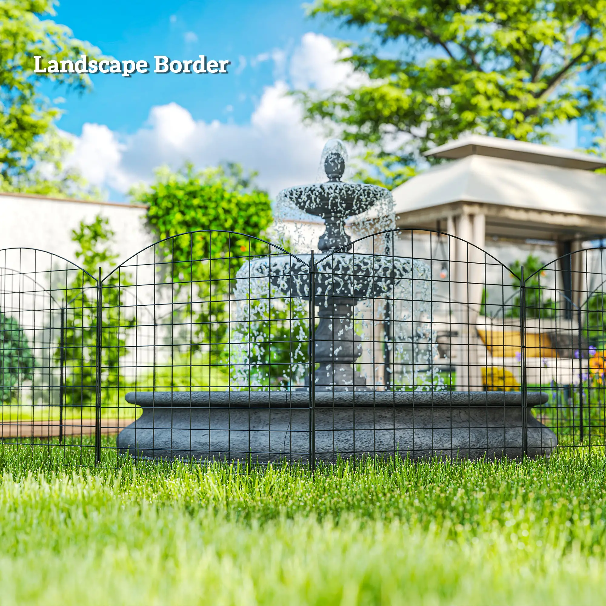 Metal Garden Fence Set Of 6, 181.1" X 38.2", Black - Image 7