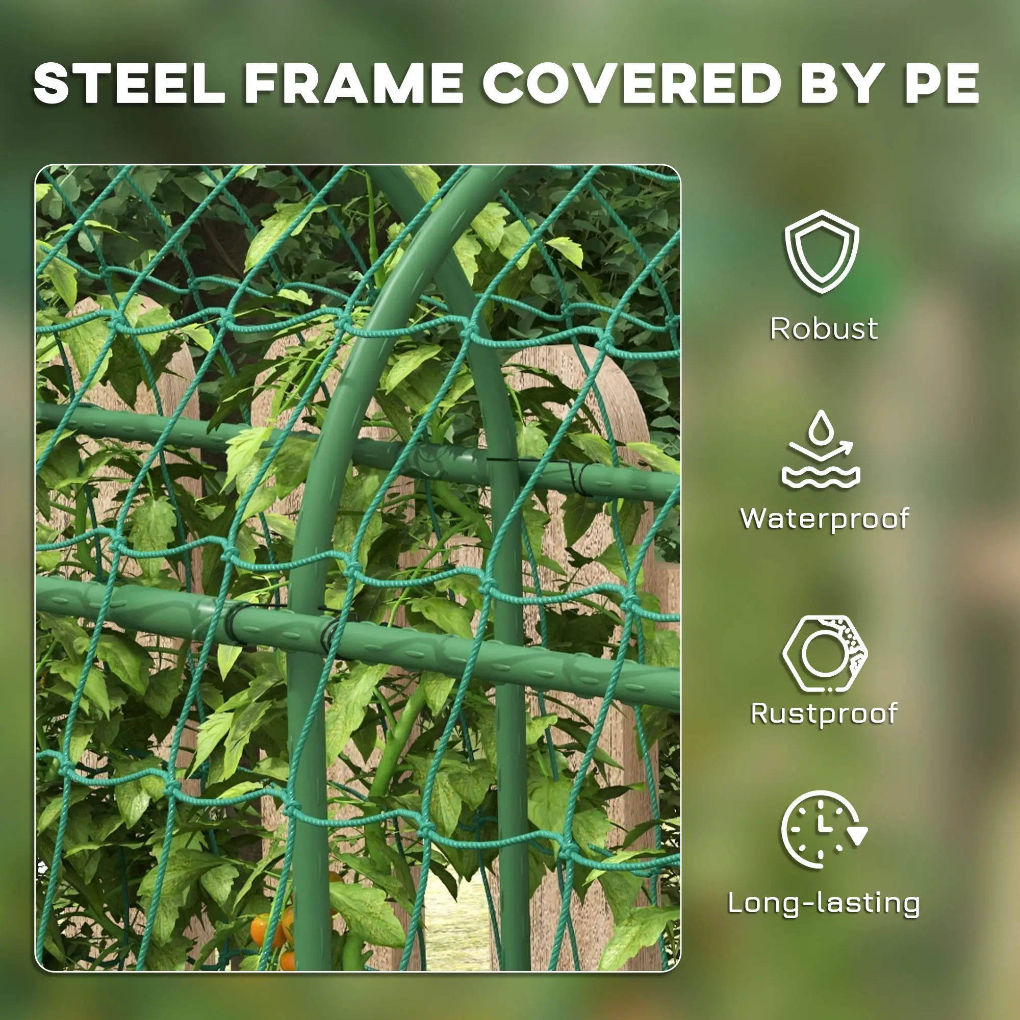 Metal Garden Trellis, A-Frame Arch for Climbing Plants, 17" x 72" x 72" - Image 6