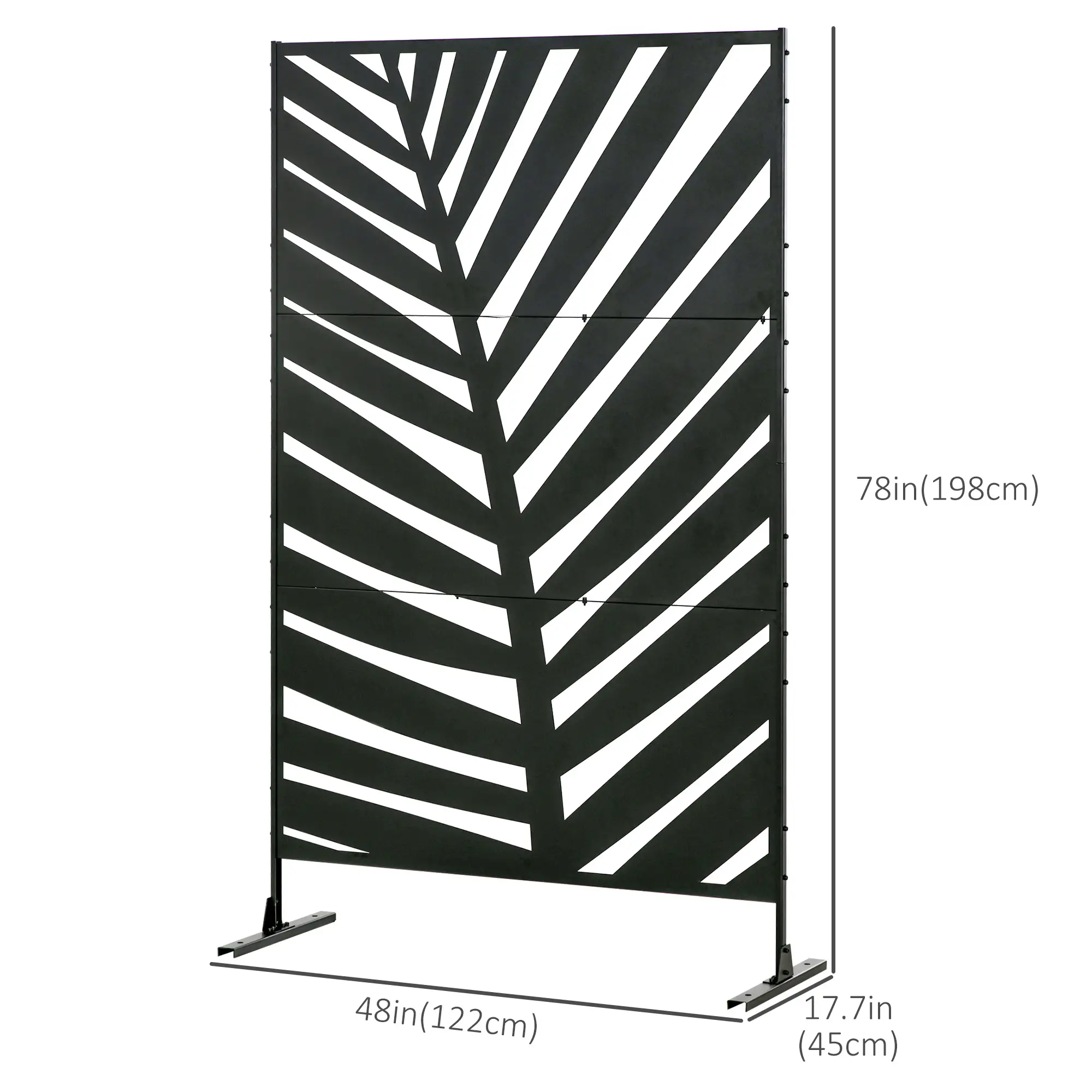 Metal Outdoor Privacy Screen, 48" x 78" H, Freestanding Garden Panel, Banana Leaf - Image 3