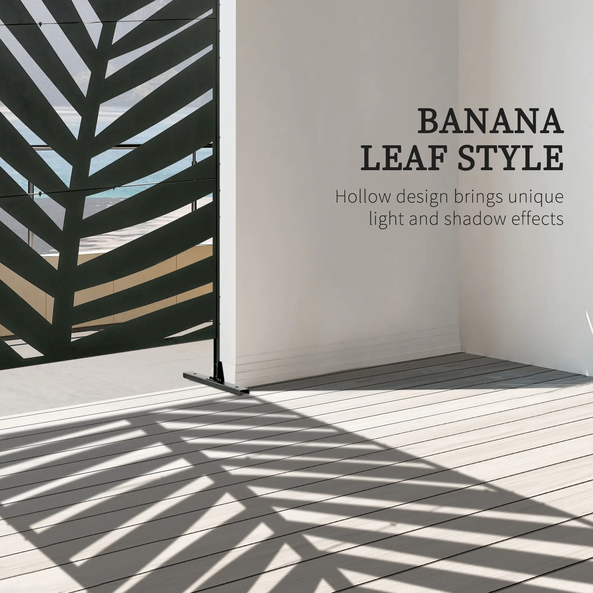Metal Outdoor Privacy Screen, 48" x 78" H, Freestanding Garden Panel, Banana Leaf - Image 4