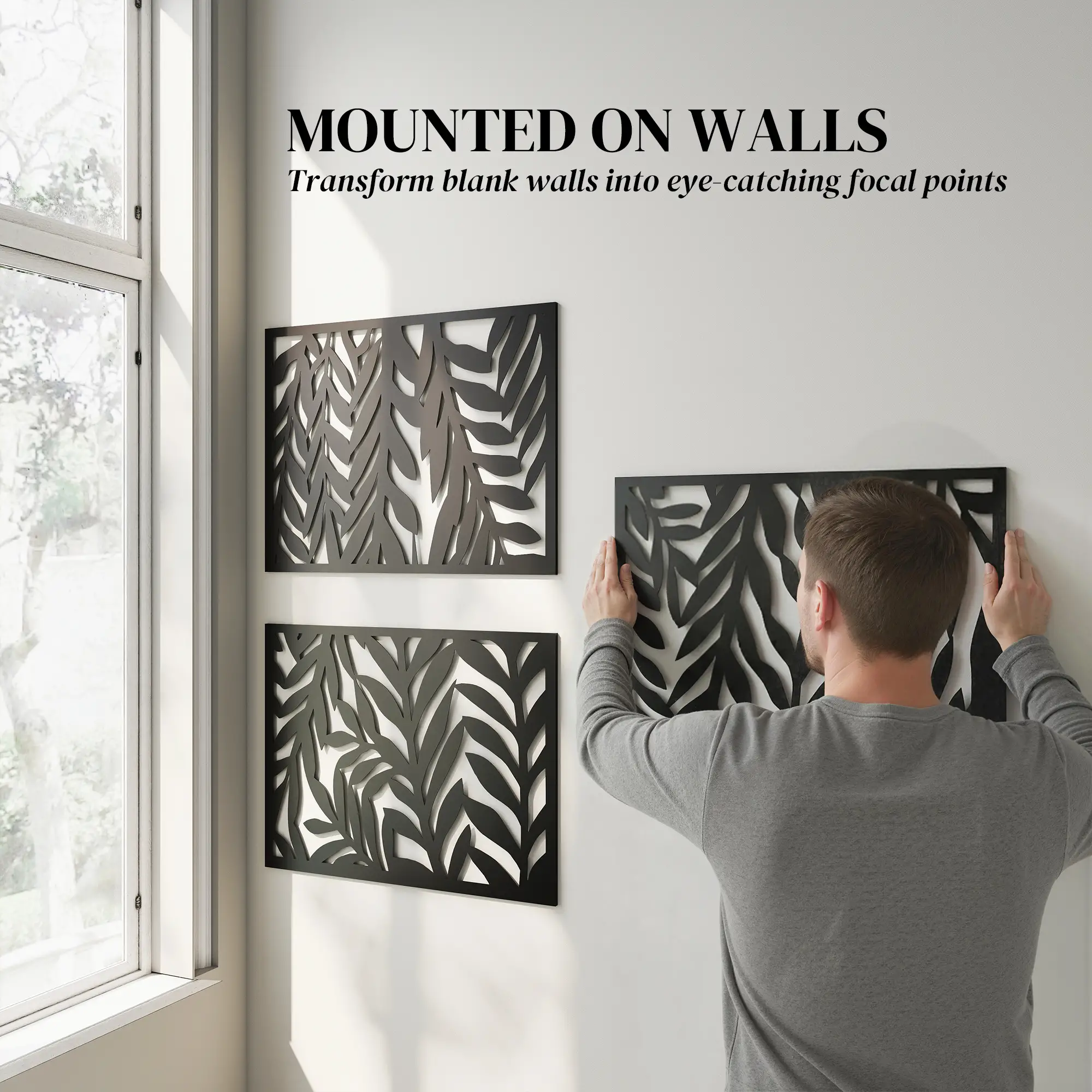 Metal Outdoor Privacy Screen, 72" x 38", Black - Image 6