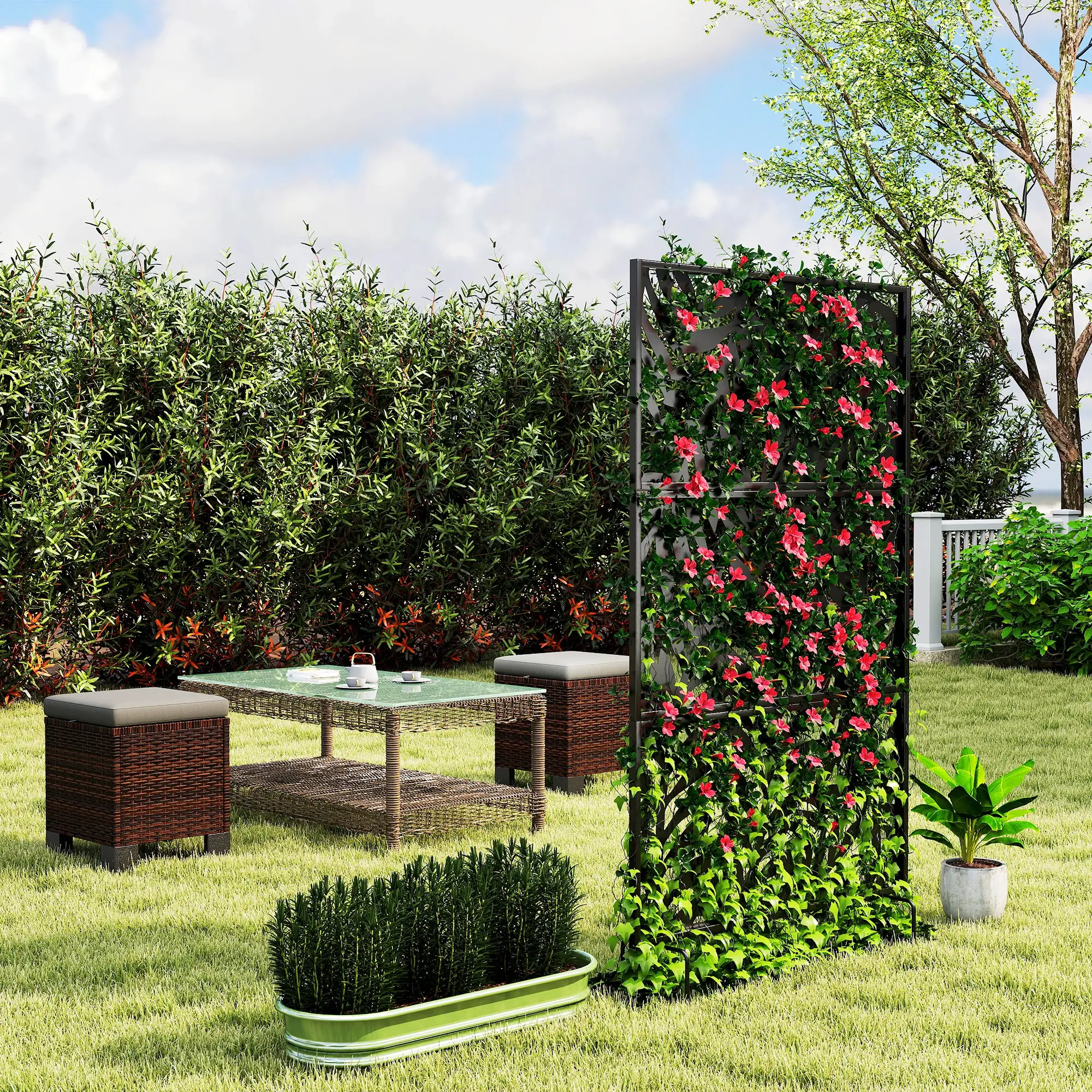 Metal Outdoor Privacy Screen, 72" x 38", Black - Image 8