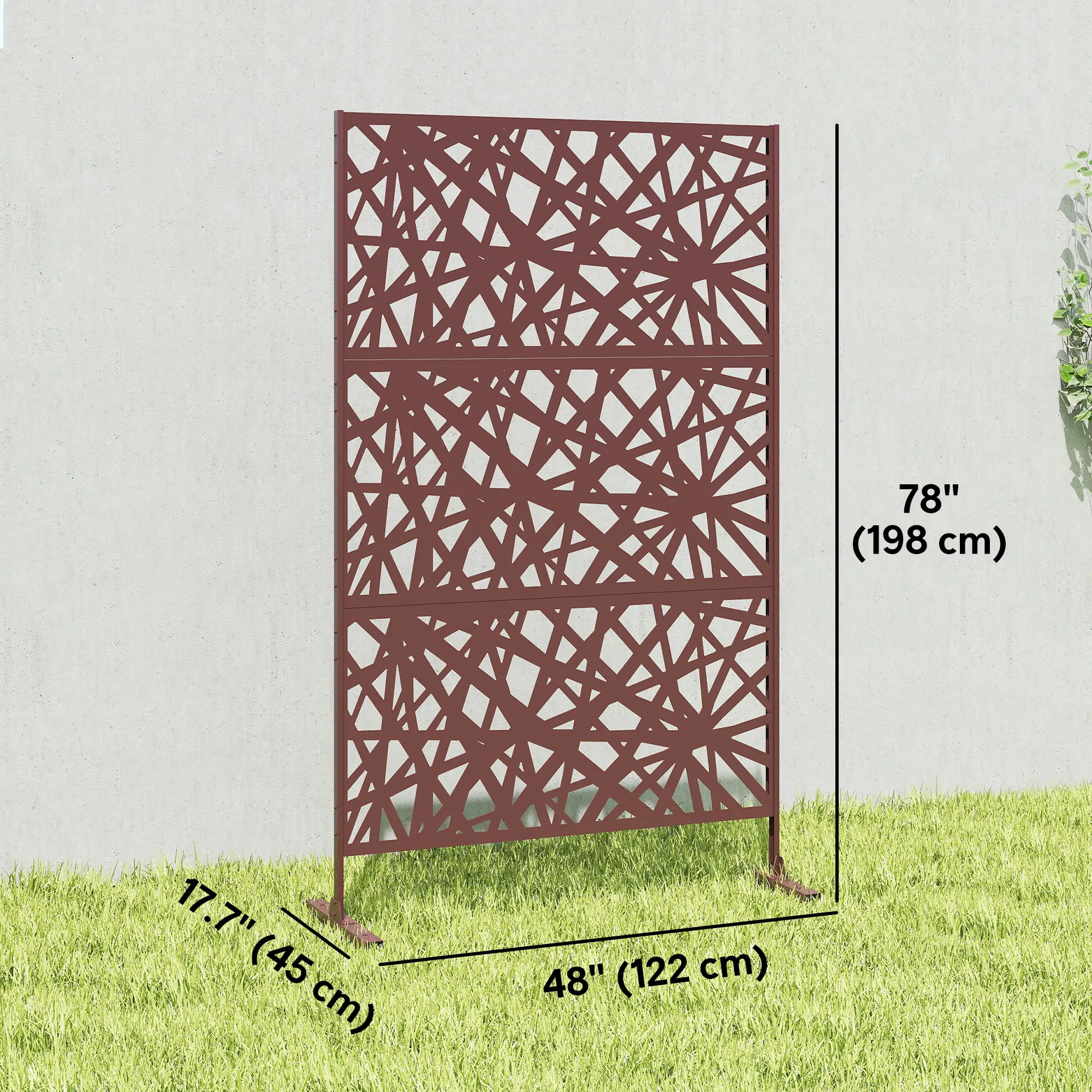 Metal Outdoor Privacy Screen, 78" x 48", Dark Brown - Image 3