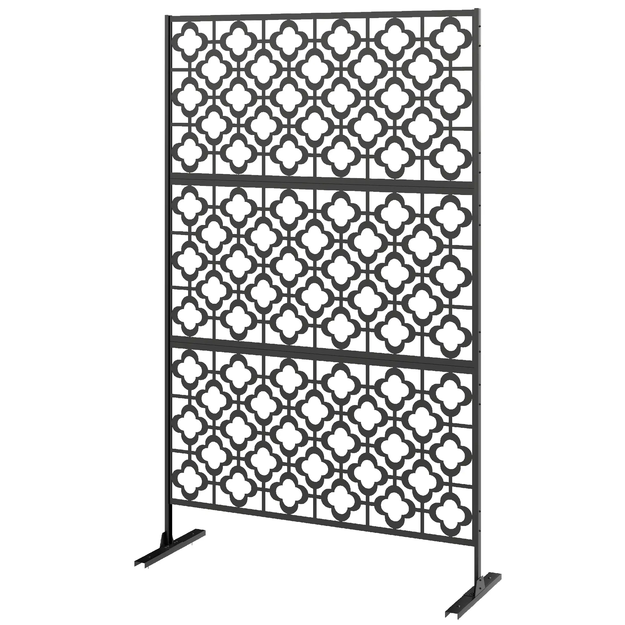 Metal Outdoor Privacy Screen, Freestanding Divider, 78" x 48", Black