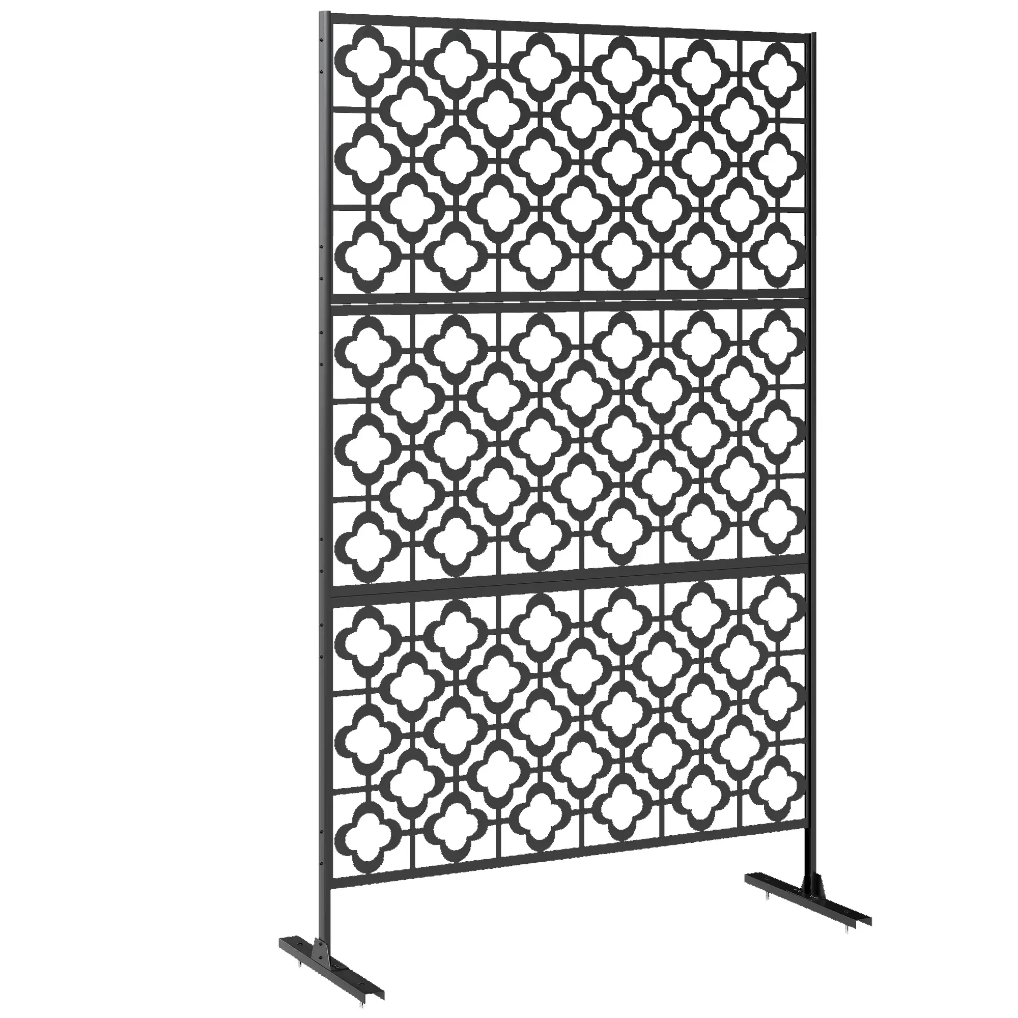 Metal Outdoor Privacy Screen, Freestanding Divider, 78" x 48", Black - Image 11