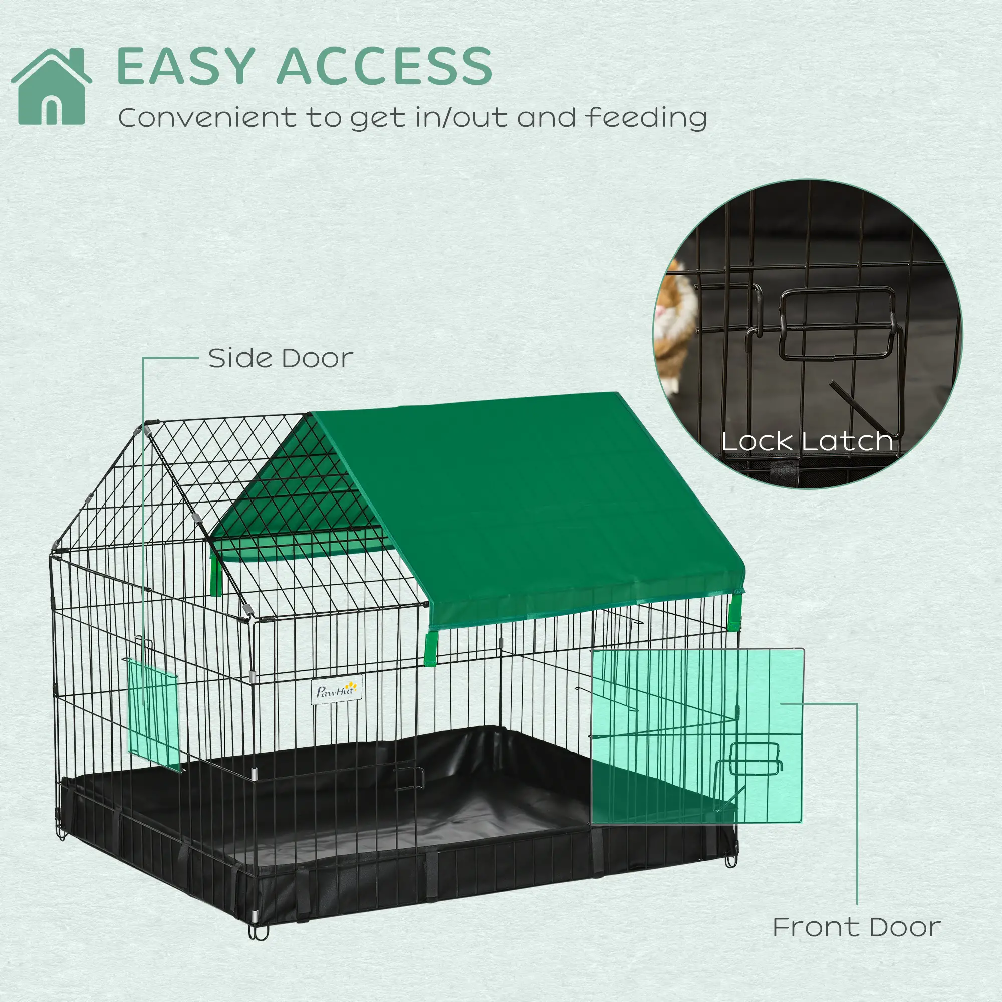 Metal Outdoor Small Animal Cage, Black - Image 4