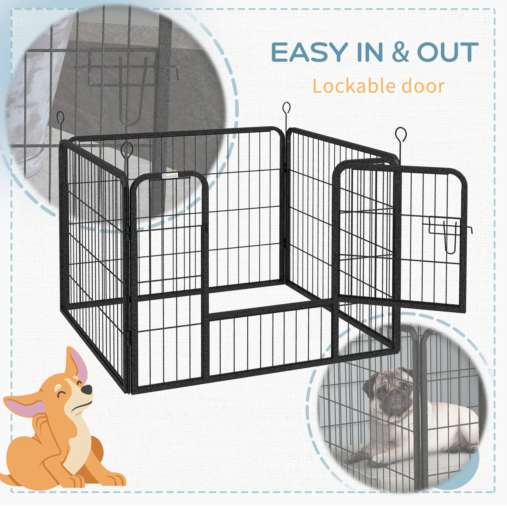 Metal Pet Playpen with Gate, Indoor Outdoor, Small Animal - Image 7