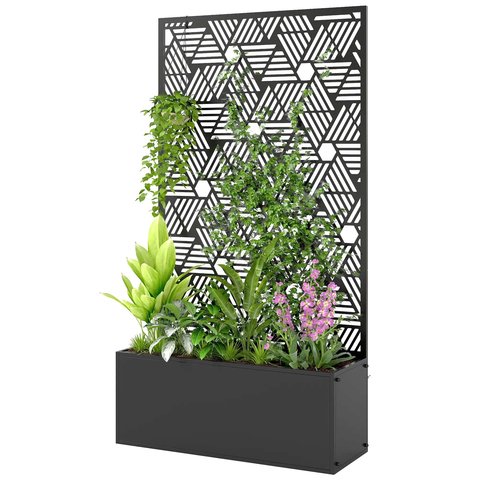 Metal Planter Box With Trellis, 44.5" Tall, Raised Garden Bed