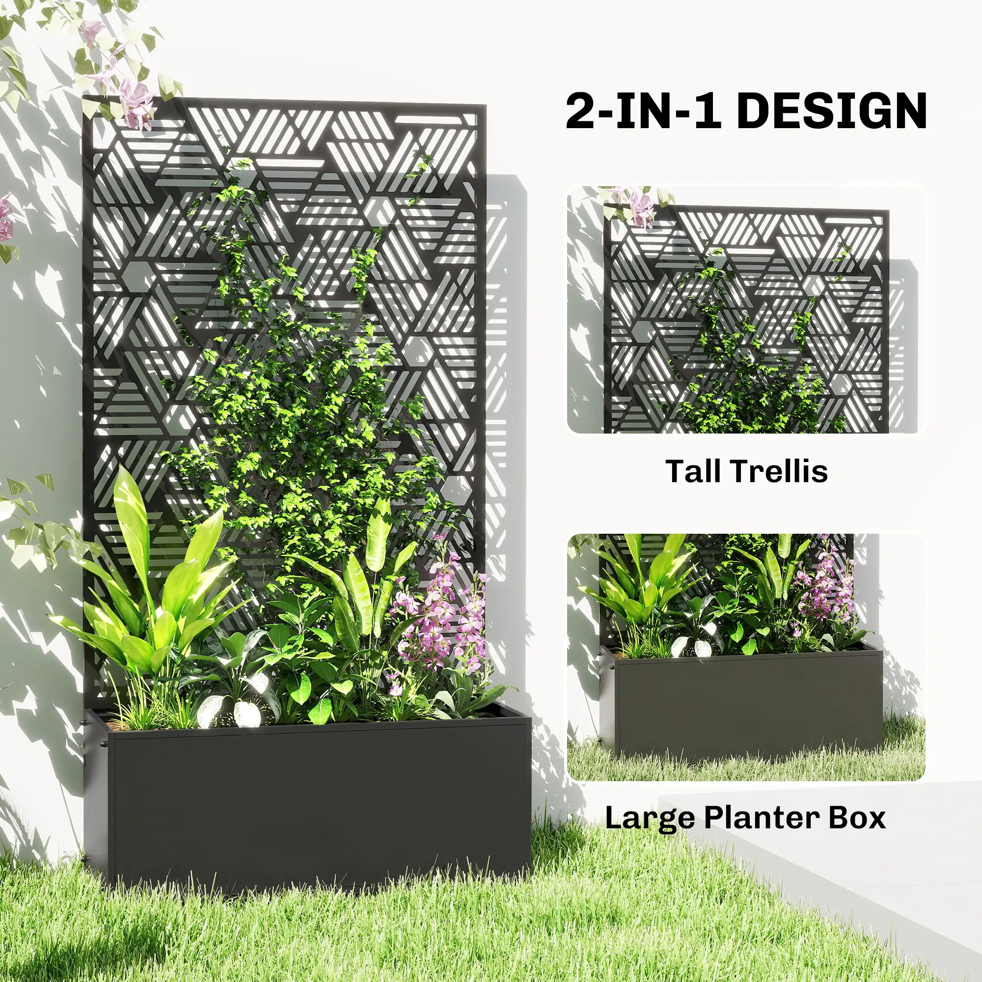 Metal Planter Box With Trellis, 44.5" Tall, Raised Garden Bed - Image 4