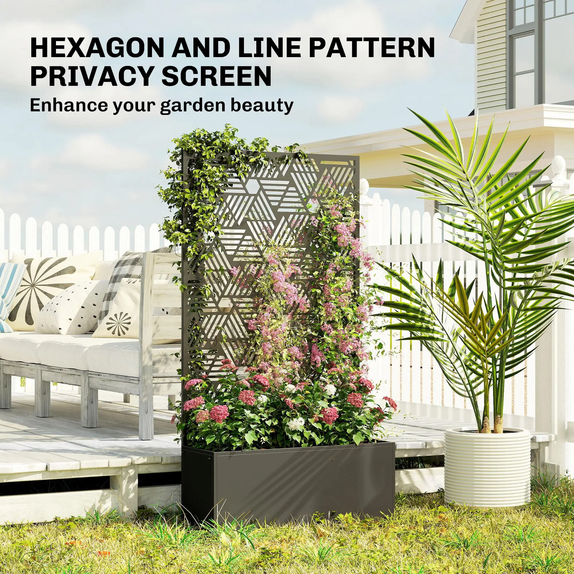 Metal Planter Box With Trellis, 44.5" Tall, Raised Garden Bed - Image 5